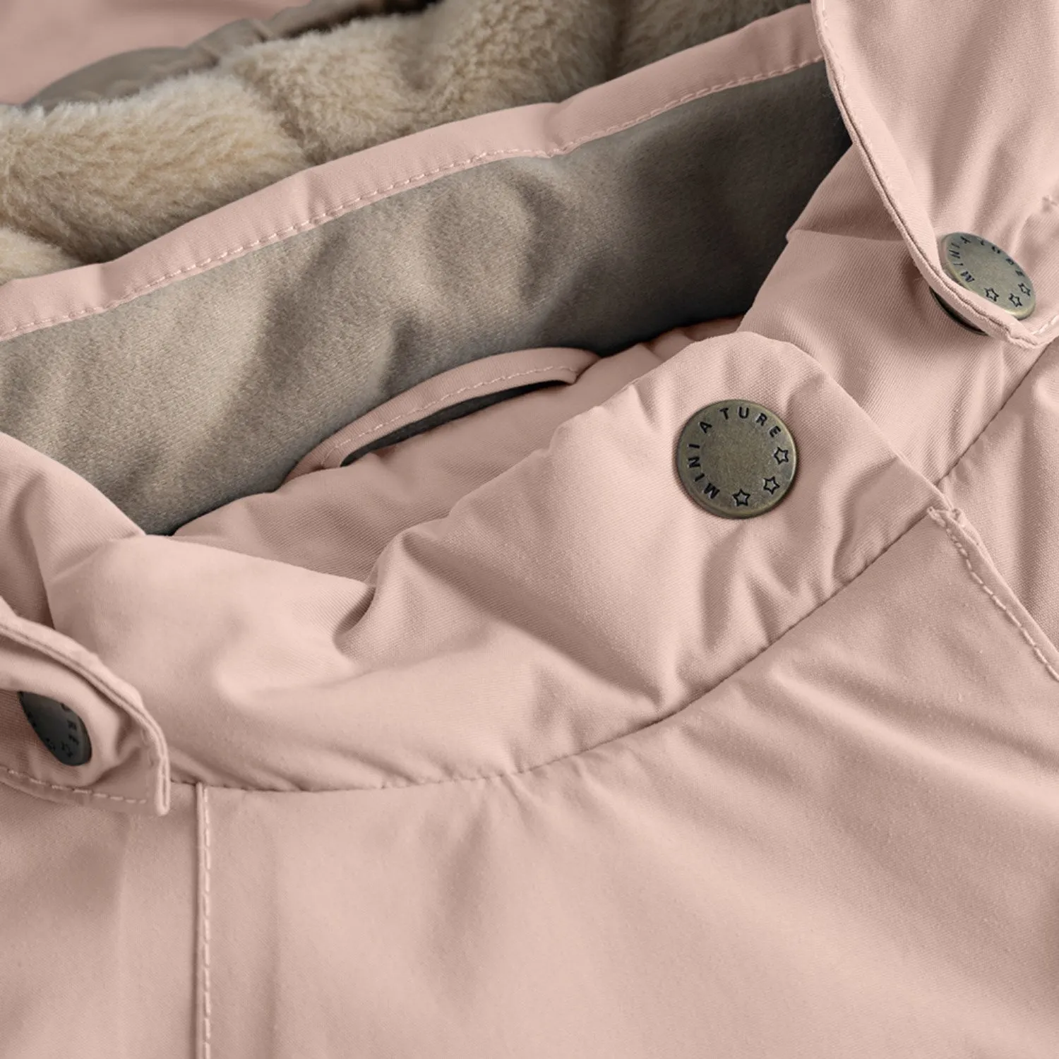 Mini A ture Adobe rose Wang Fleece Winter Jacket m. Fur SnapFastenings