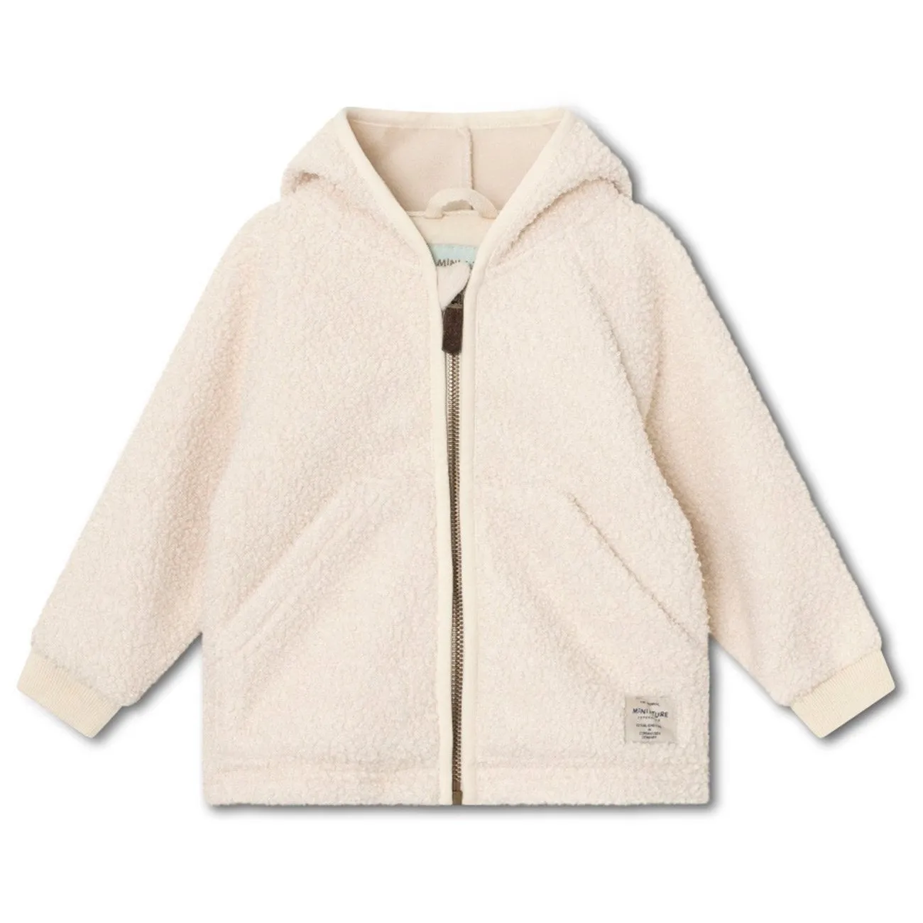 Wrinkle Free Texture Long Sleeve Mini A ture Angora Cream Liff Teddy Fleece Jacket