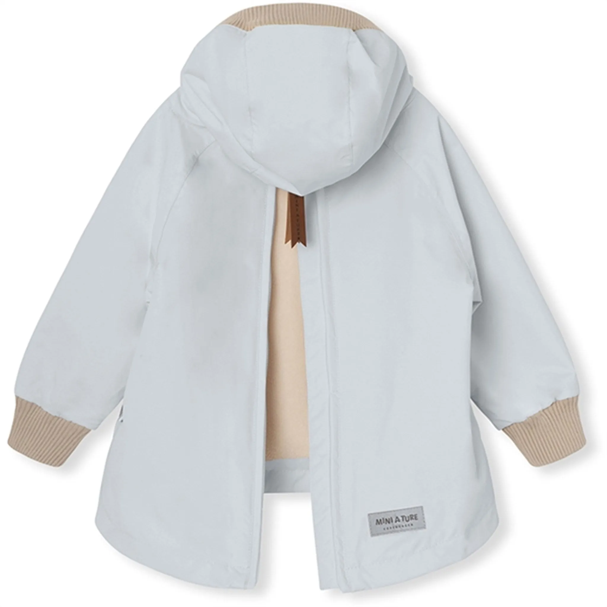 Quilted Lining Silicone Grip Trim MINI A TURE BABYVITO Spring Anorak w/Fleece Lining Pearl Blue