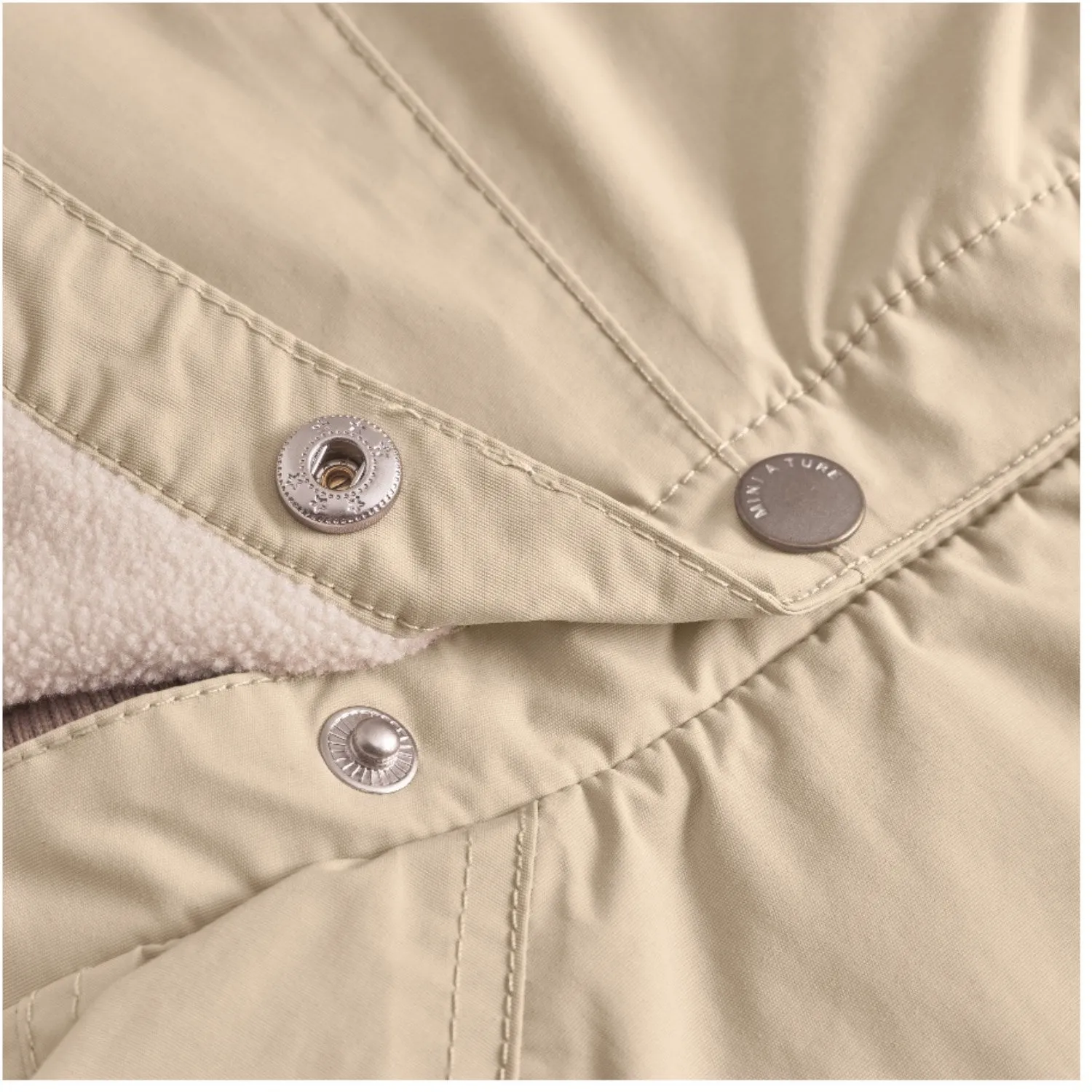 Mini A ture Sesame Wai Fleece Lined Spring Jacket. GRS Matte Fabric Crisp Clean Fit