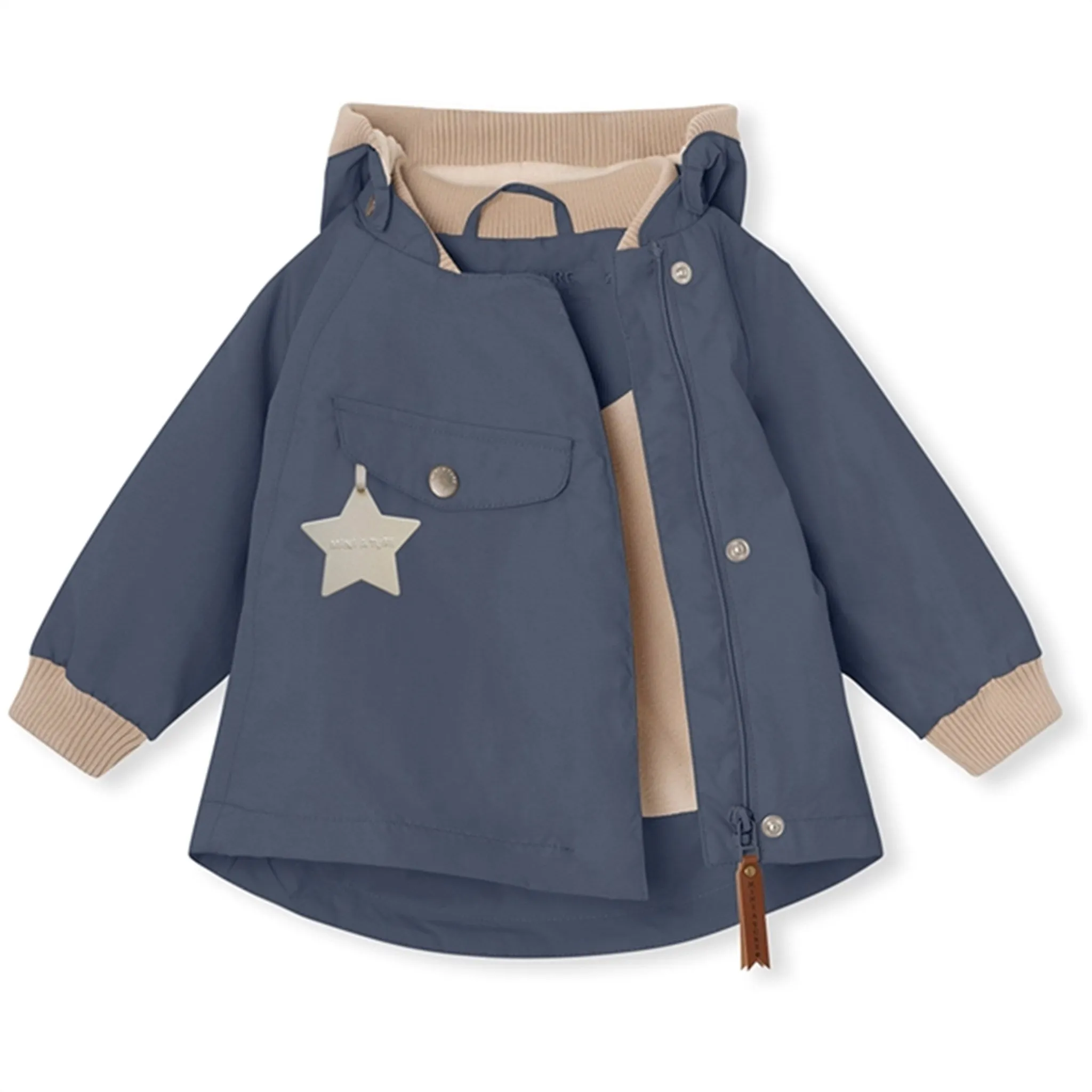 MINI A TURE WAI Spring Jacket w/Fleece Lining Ombre Blue Heat Sealed Seams Bonded Seam Construction