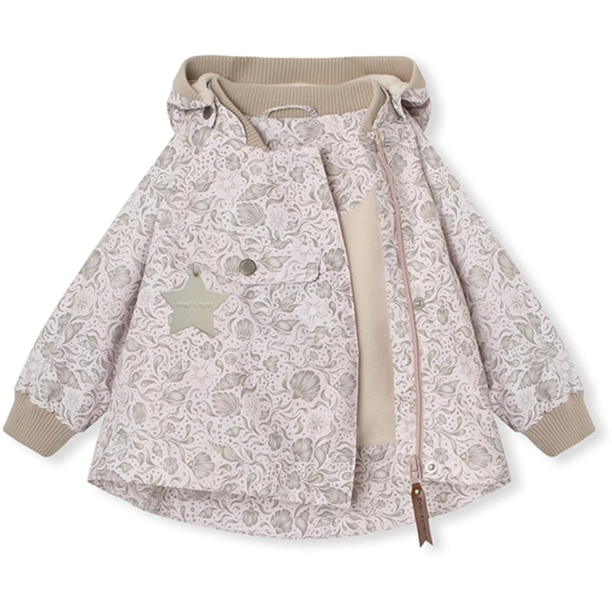Dynamic Compression Fit MINI A TURE WAI Spring Jacket w/Fleece Lining Printed Print Fossilized Shells