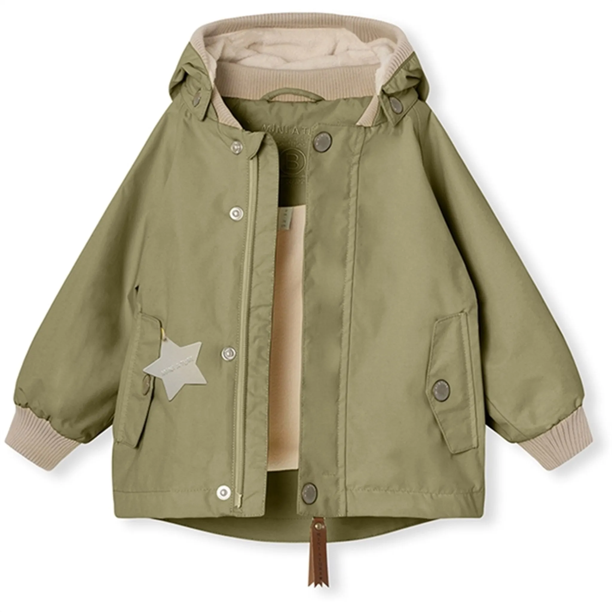 MINI A TURE WALLY Spring Jacket w/Fleece Lining Aloe Green Elasticated Waistband Breathable City Style