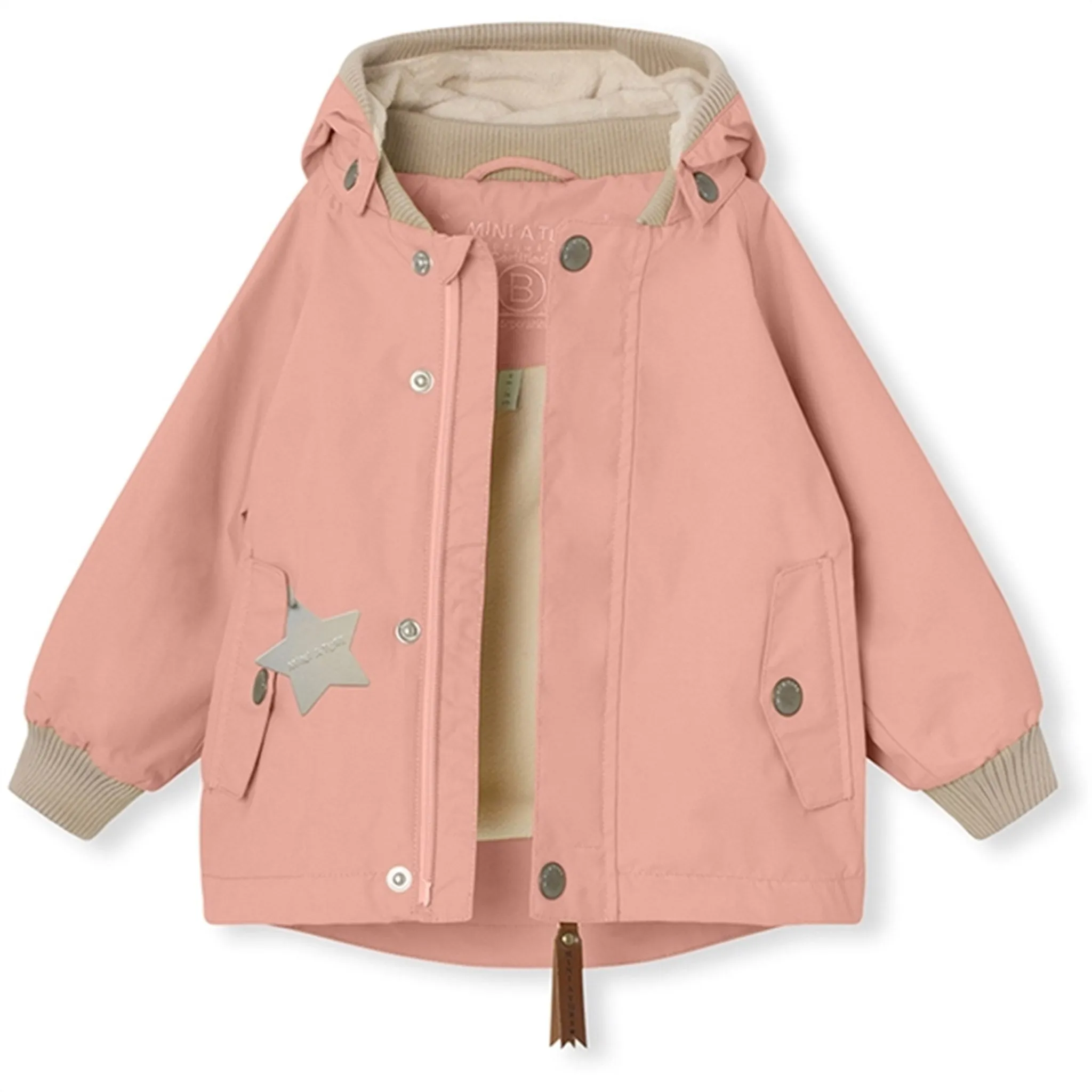 stain resistant coating Hooded Comfort Fit MINI A TURE WALLY Spring Jacket w/Fleece Lining Rosette Rose