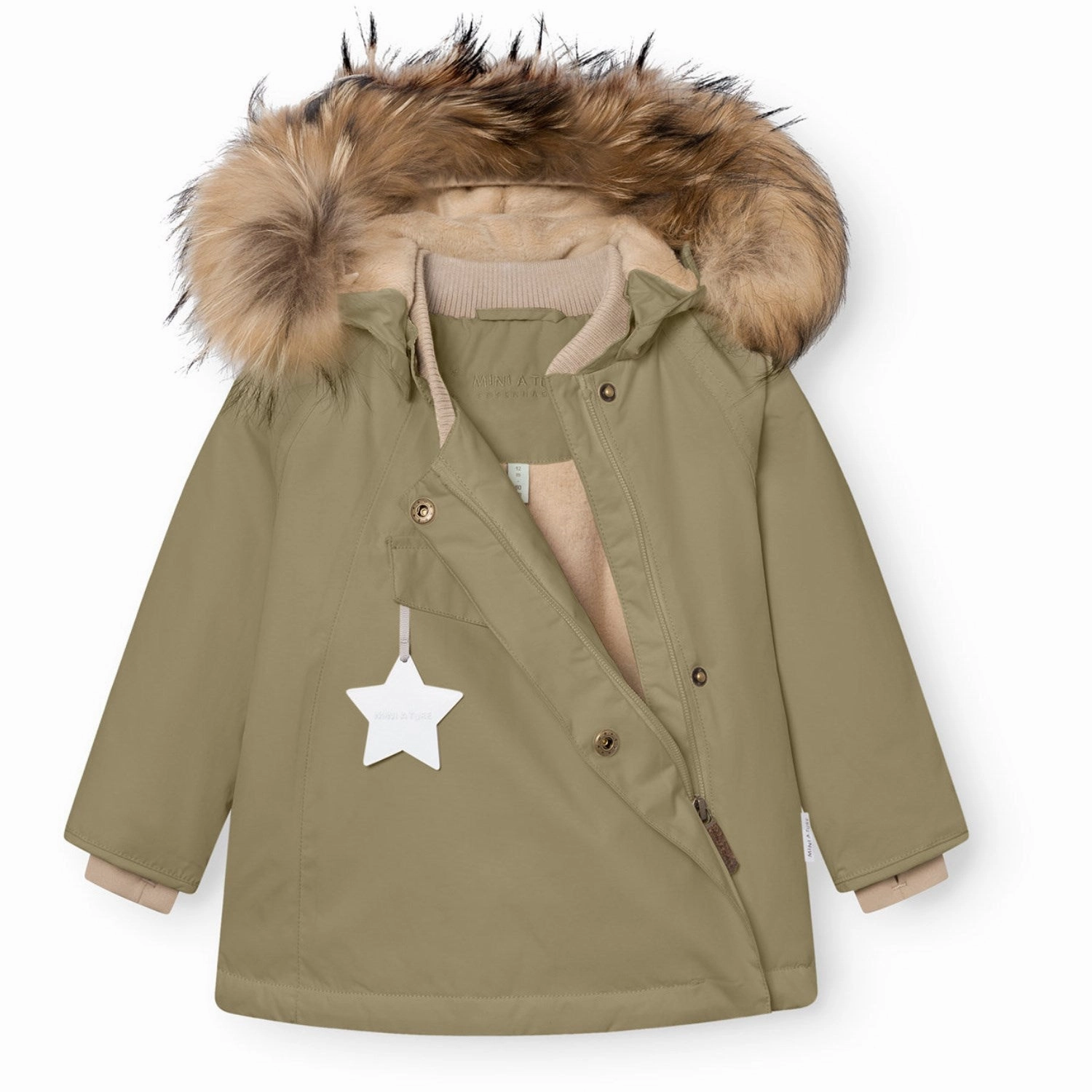 Mini A ture Aloe Green Matwang Fleece Lined Winter Jacket Fur. GRS Sporty Fit