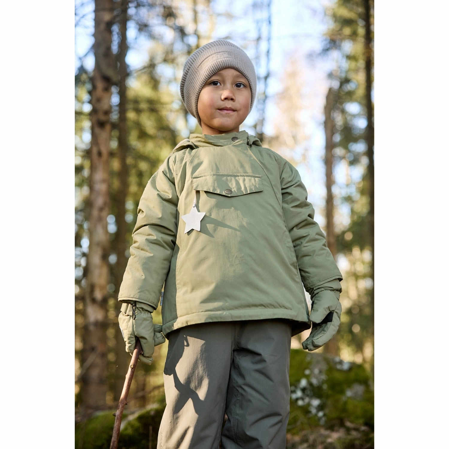 Mini A ture Aloe Green Matwang Fleece Lined Winter Jacket. GRS Polarized Sun Protection DoubleLayeredHem
