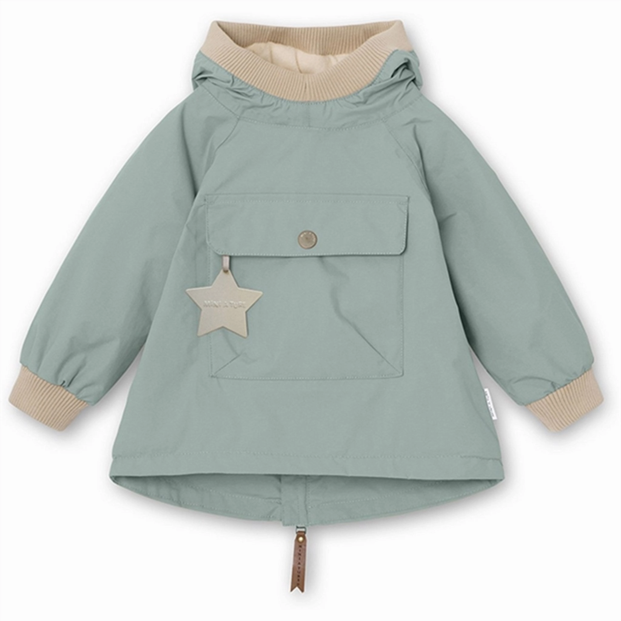 Long Length Light Diffusing Fabric MINI A TURE Baby Vito Spring Anorak w/Fleece Lining Gray Mist