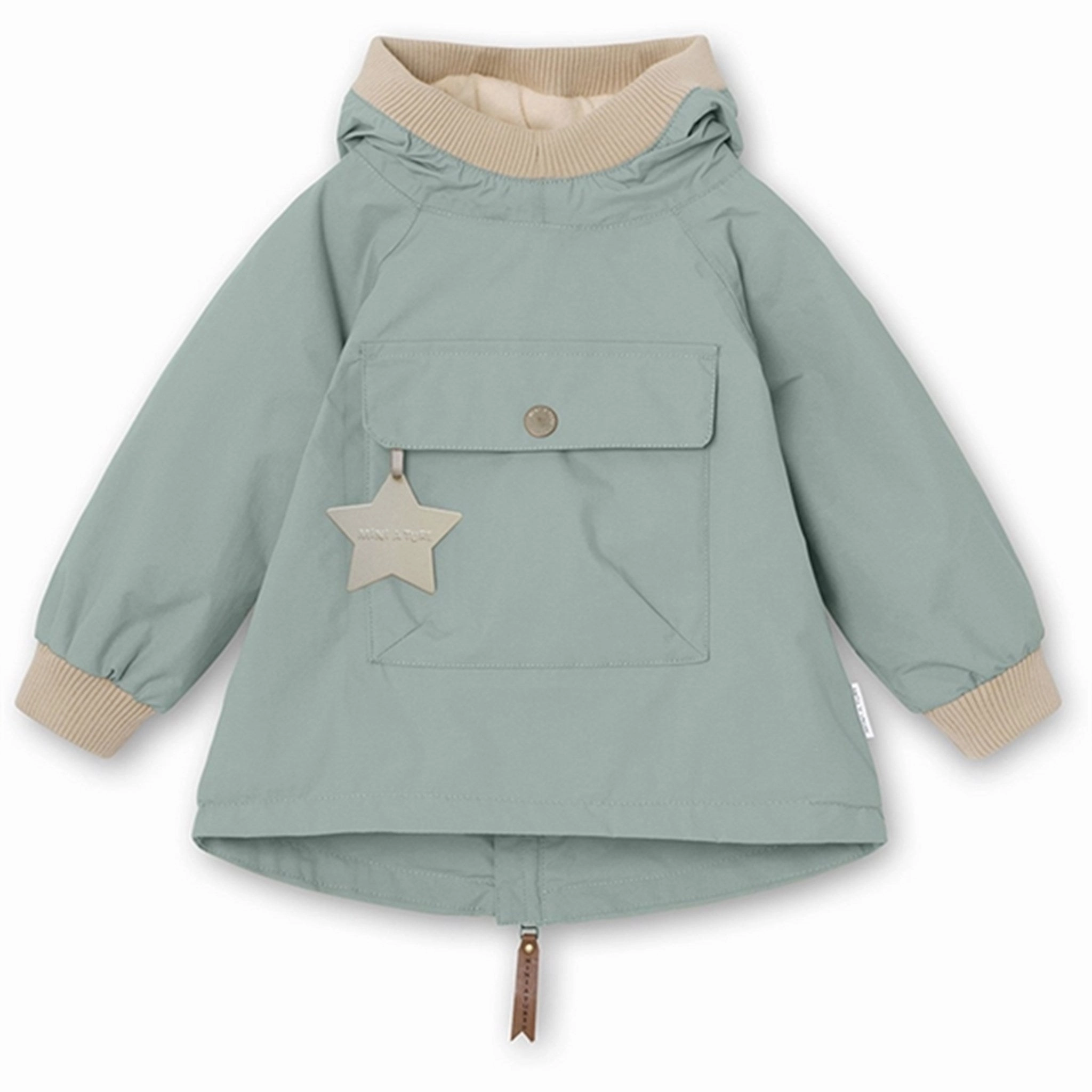 MINI A TURE Baby Vito Spring Anorak w/Fleece Lining Gray Mist Notch Lapel