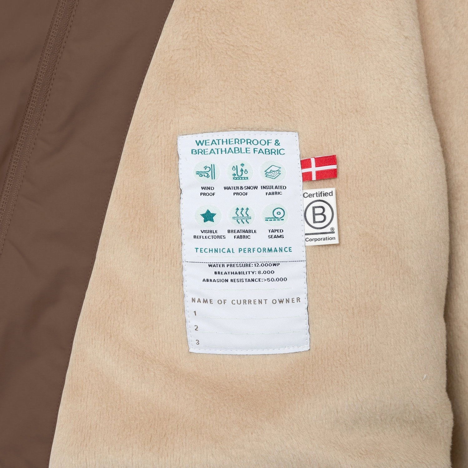 Subtle Layers Hypoallergenic Textile Mini A ture Chestnut Brown Matwang Fleece Lined Winter Jacket. GRS