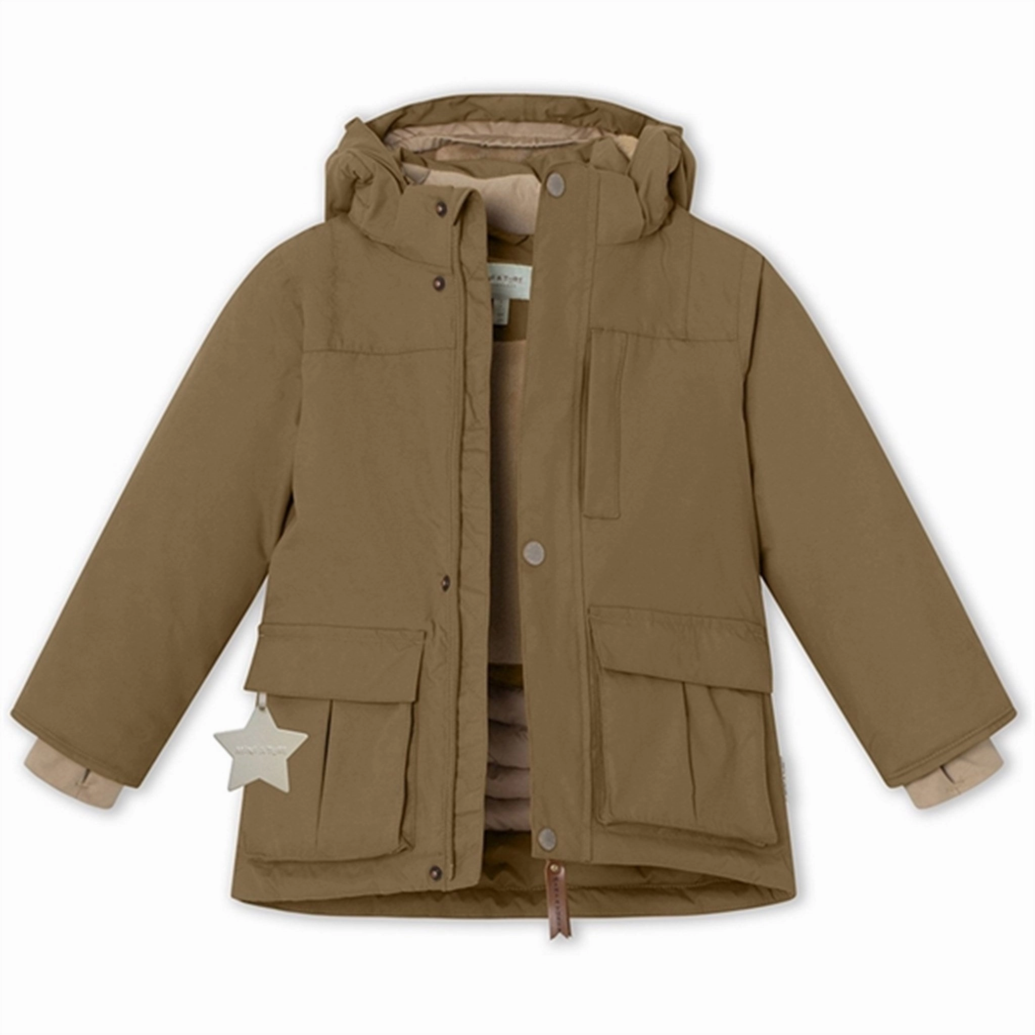 MINI A TURE Kastorio Fleece Winter Jacket Wood Detachable Layers