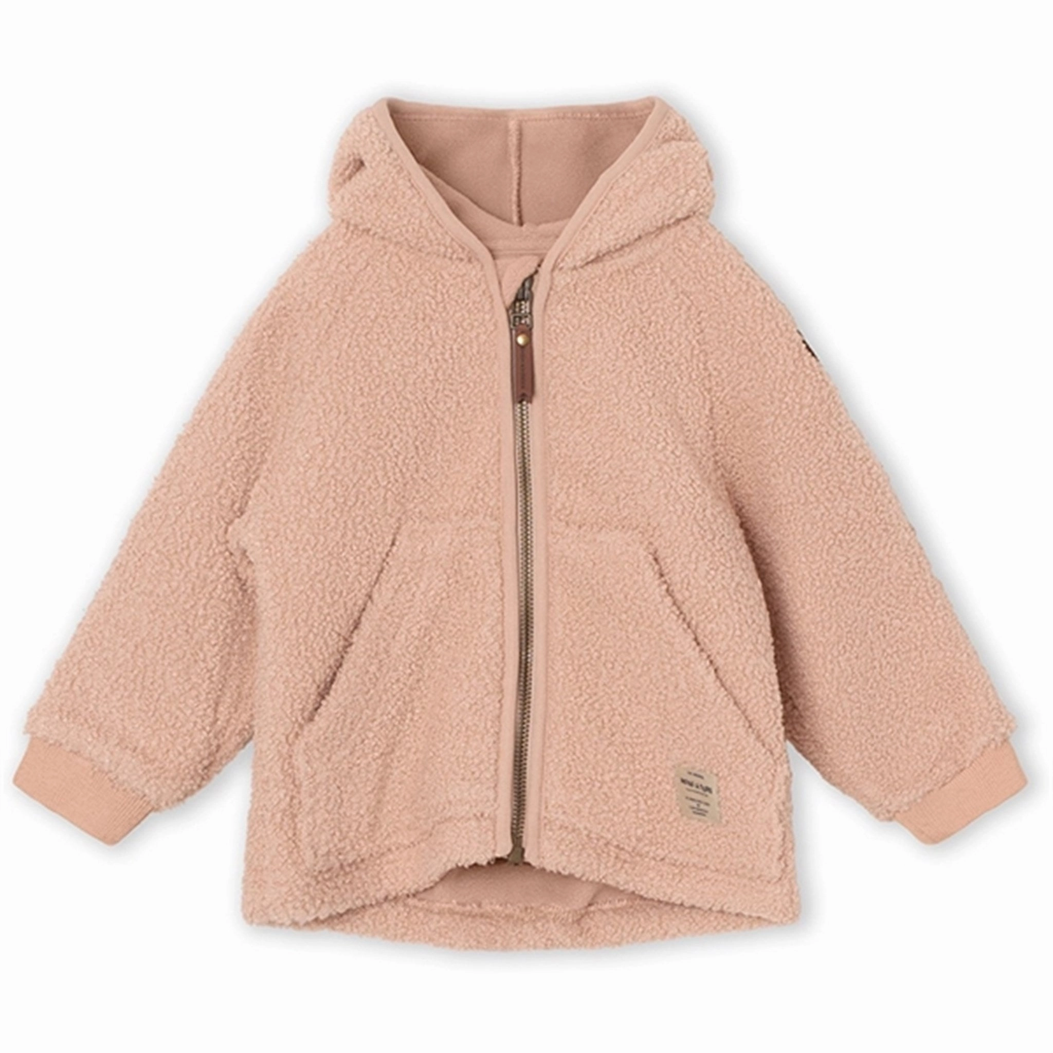 MINI A TURE Liff Teddy Fleece Jacket Rose Dust AdjustableHem Odor Resistant Tech