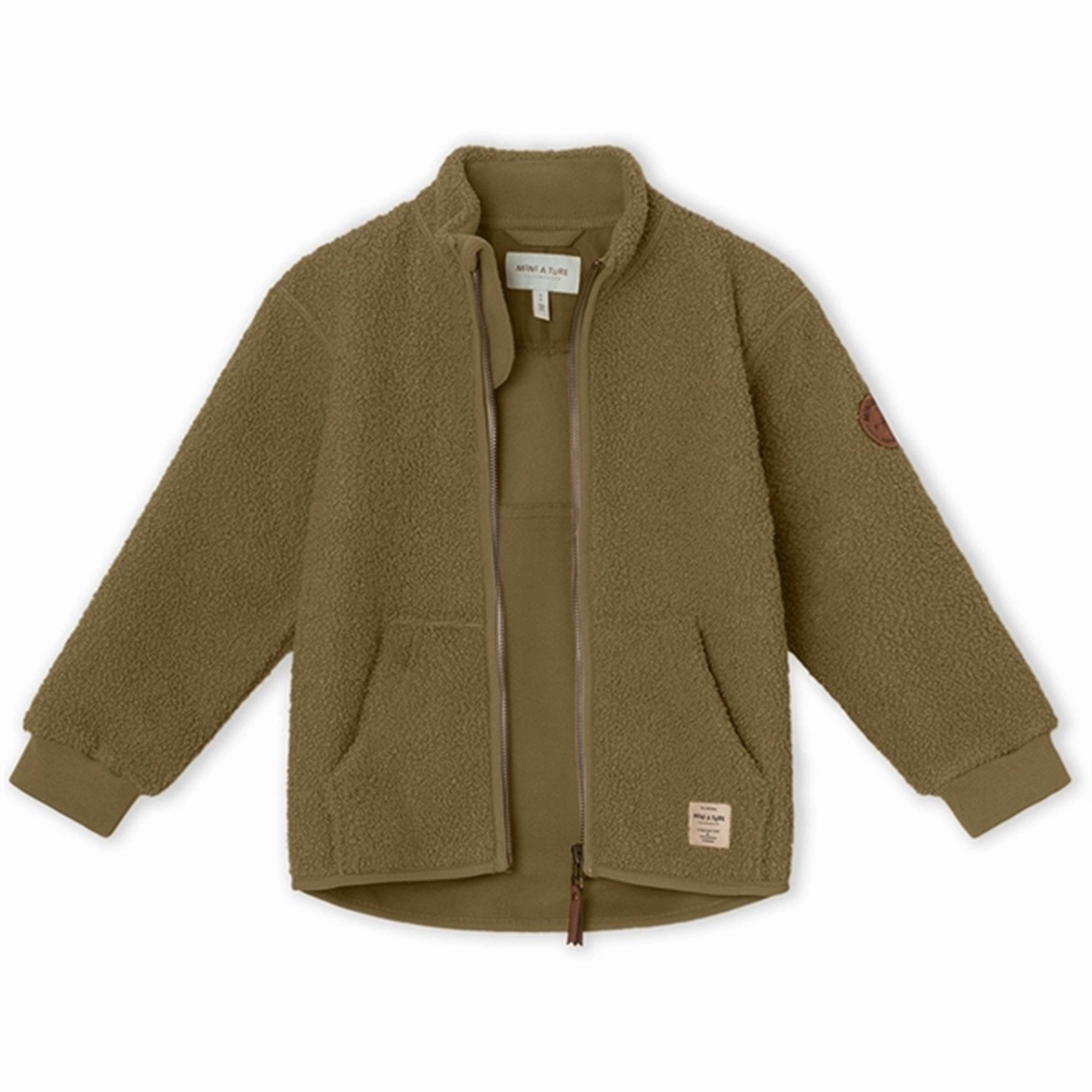 MINI A TURE Saleh Teddy Fleece Jacket Capers Green Moisture Managing Layer