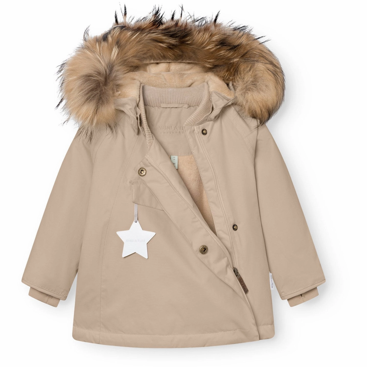 Mini A ture Savannah Tan Matwang Fleece Lined Winter Jacket Fur. GRS Poly Blend Daily Wear Jacket