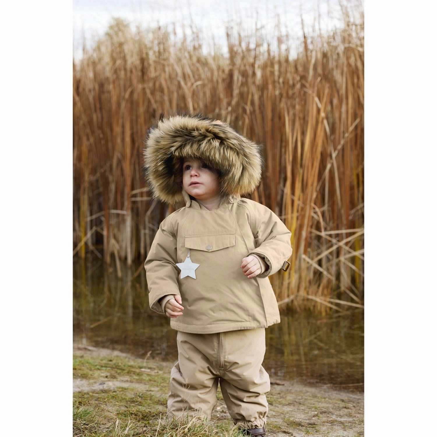 Eco Conscious Production Essential Style Mini A ture Savannah Tan Matwang Fleece Lined Winter Jacket Fur. GRS