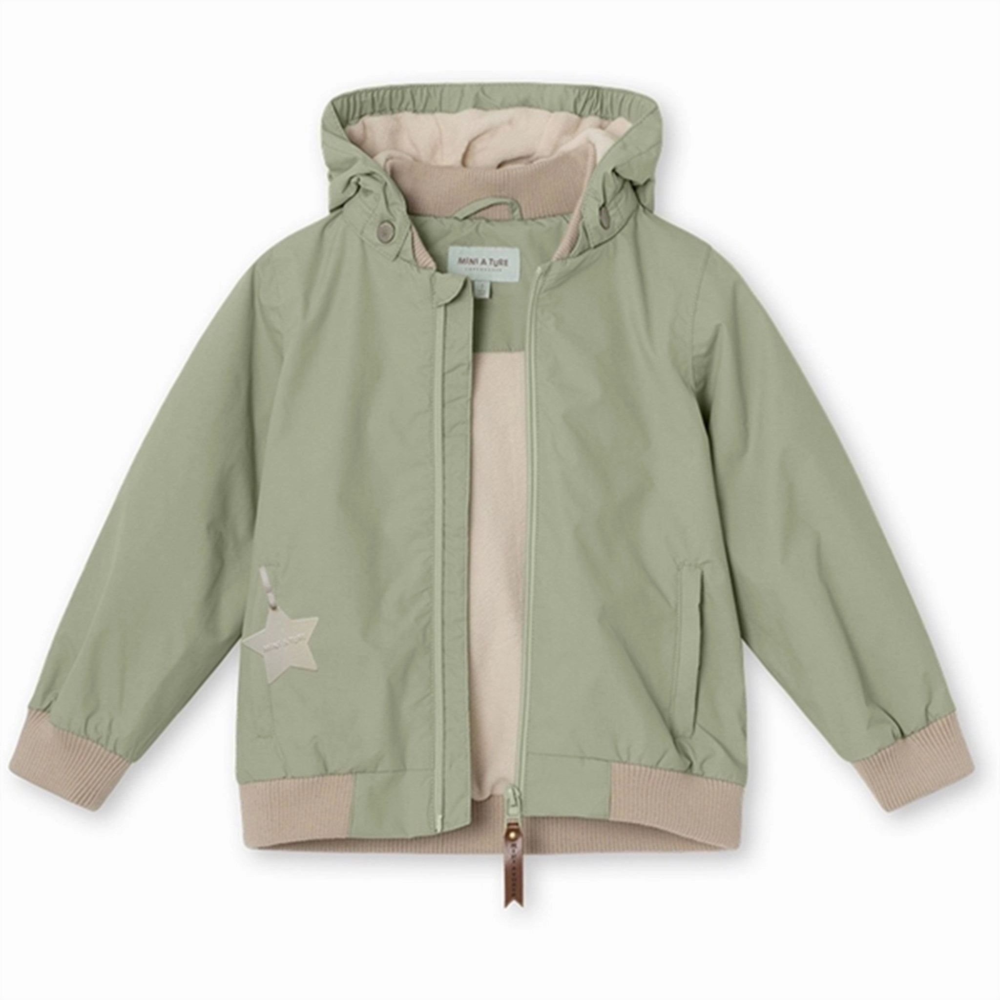 MINI A TURE Vilder Bomber Jacket w/Fleece Lining Desert Sage Magnetic Fastenings