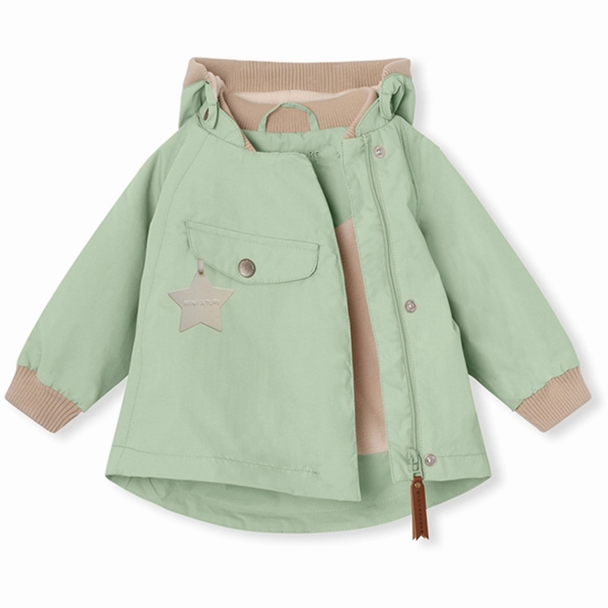 QuickDryFinish Magnetic Fasteners MINI A TURE WAI Spring Jacket w/Fleece Lining Dusty Light Green