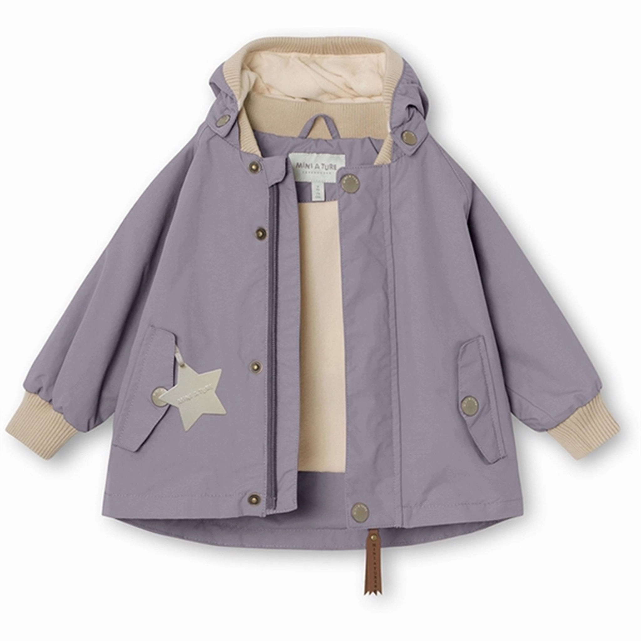 MINI A TURE Wally Spring Jacket w/Fleece Lining Minimal Lilac Stylish Basics Windproof Hood
