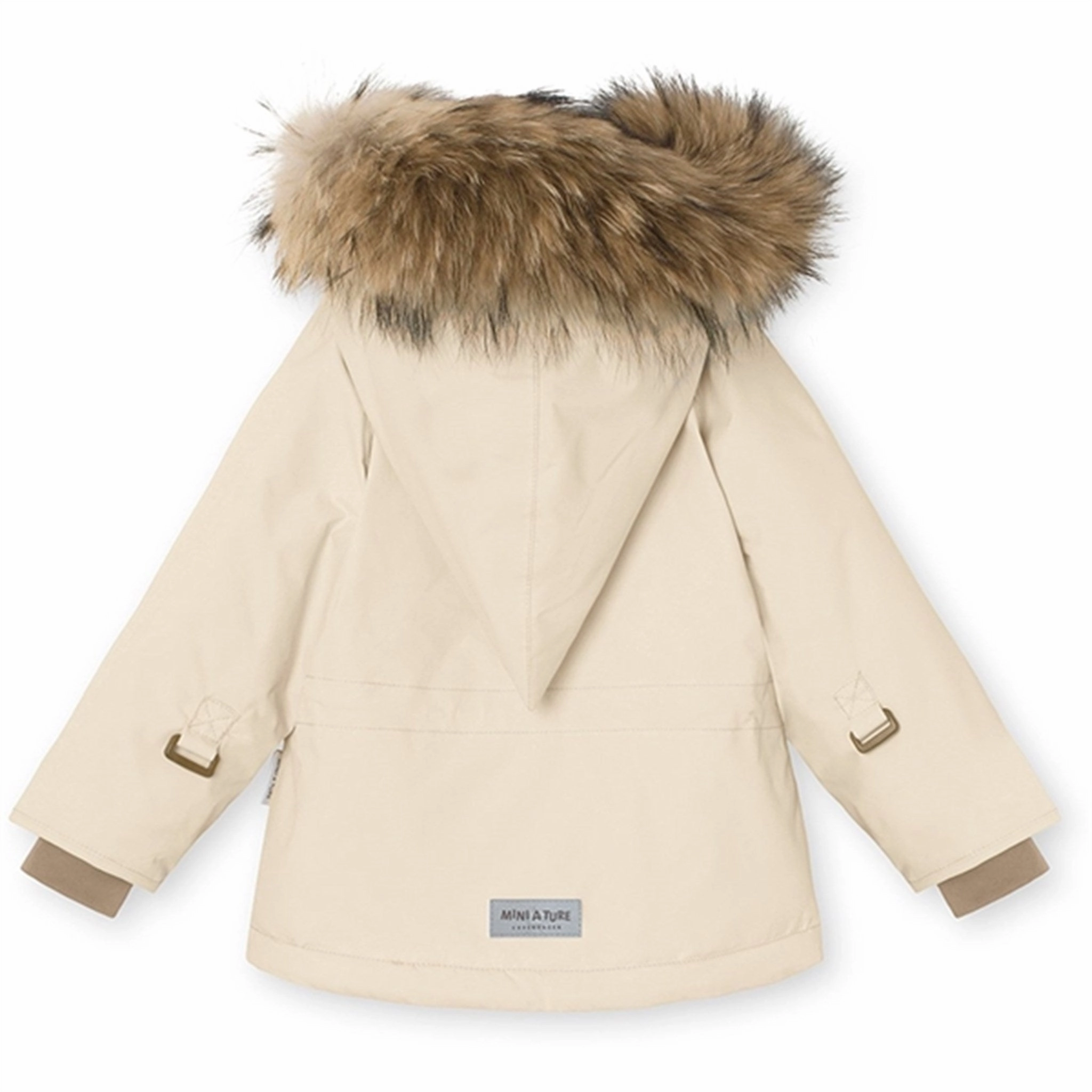 Flexible Hood Design Modular Attachments MINI A TURE Wang Fleece Fur Winter Jacket Angora Cream