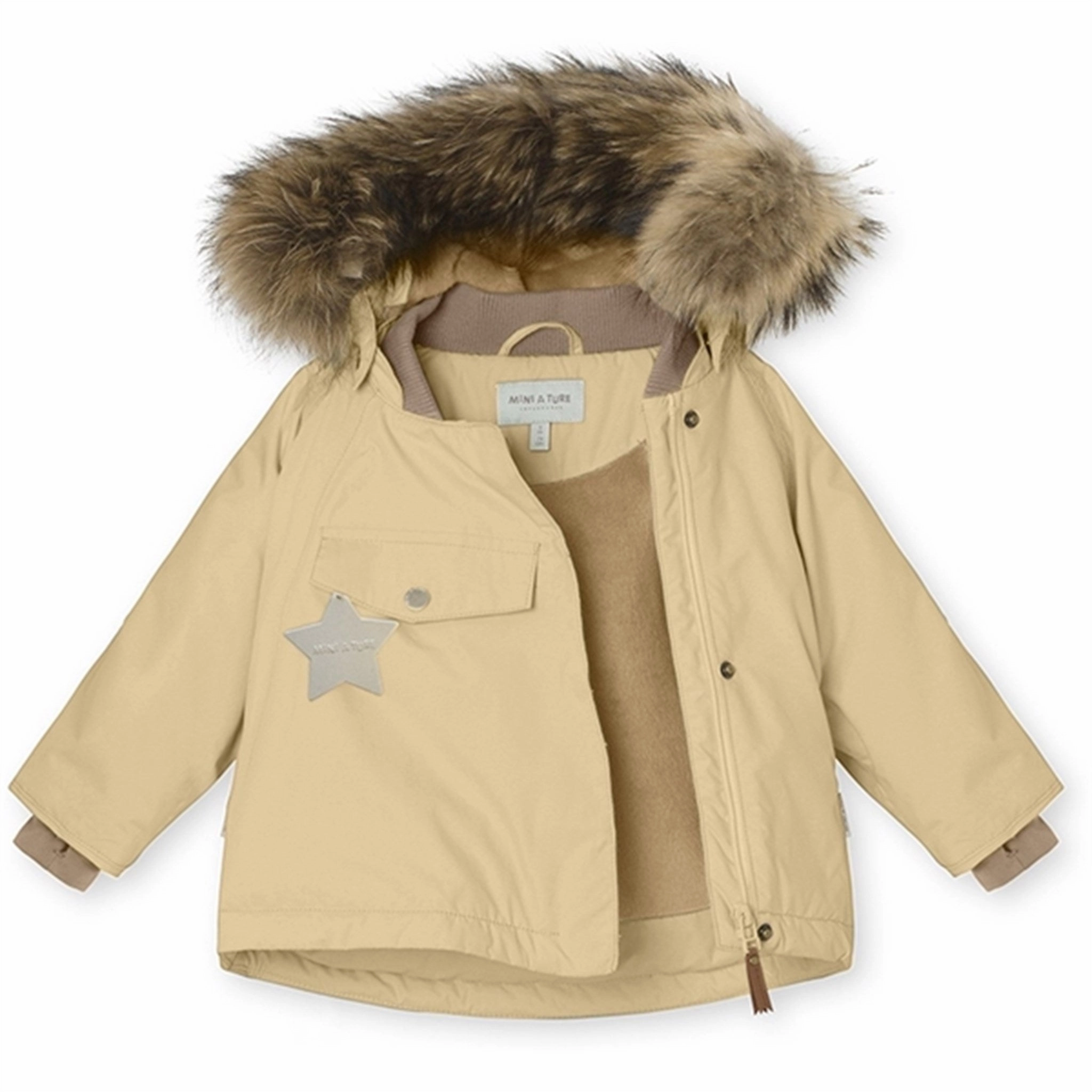 MINI A TURE Wang Fleece Fur Winter Jacket Semolina Sand Winter Layering Piece QuickDryMaterial