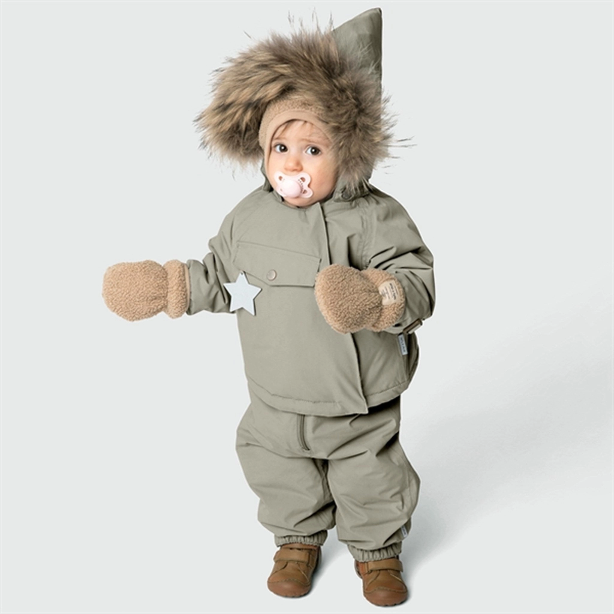 MINI A TURE Wang Fleece Fur Winter Jacket Vert Stay Dry Interior Packable Construction