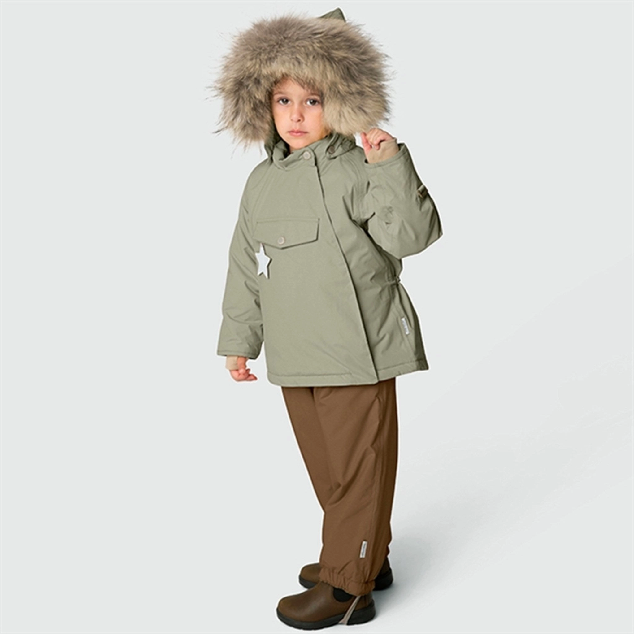 MINI A TURE Wang Fleece Fur Winter Jacket Vert Temperature Regulating Waterproof Fabric