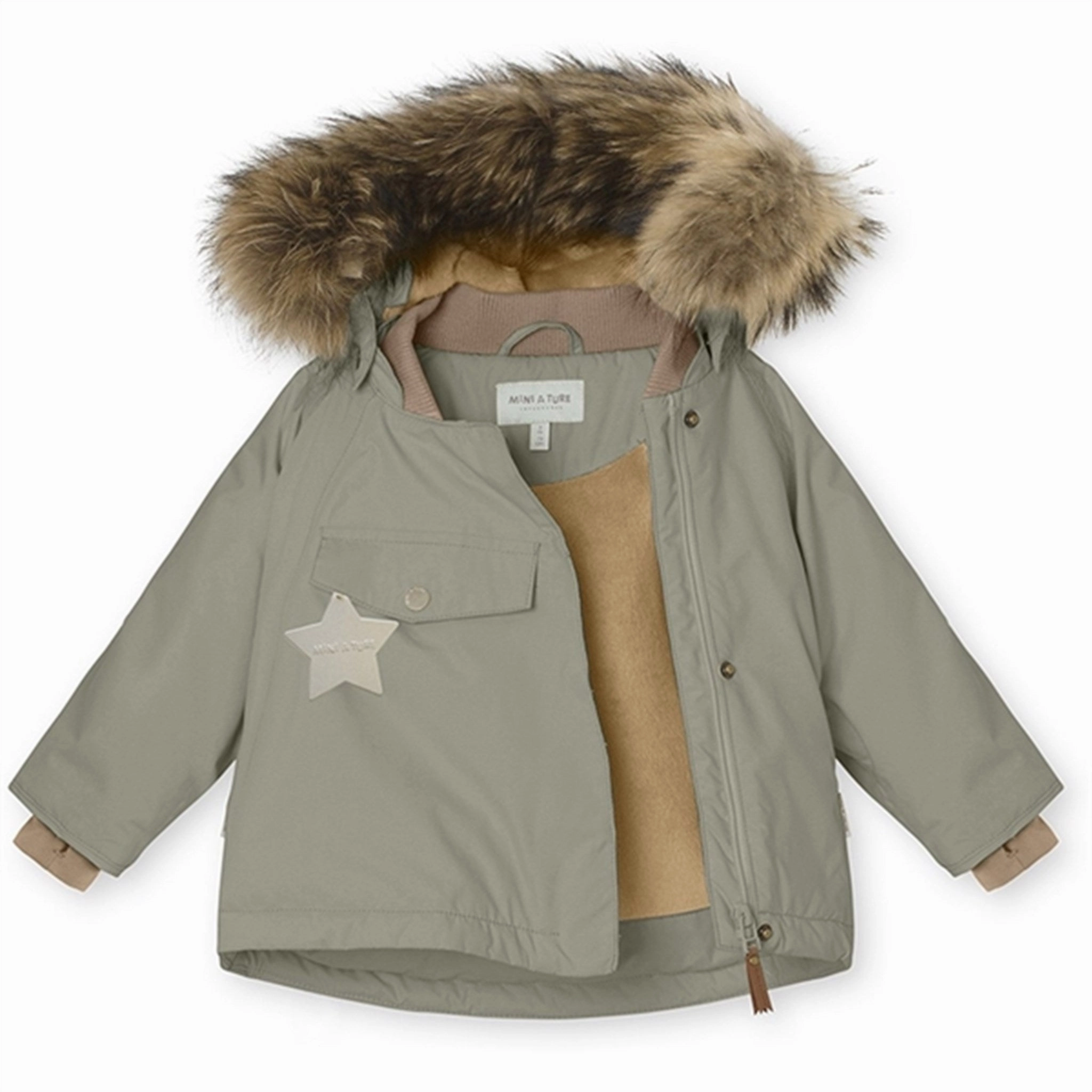 Mid Length Cut Unisex Casual Fit MINI A TURE Wang Fleece Fur Winter Jacket Vert