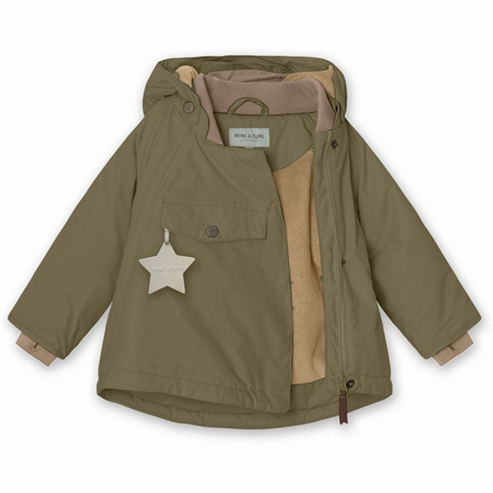 Smart Casual Piece MINI A TURE Wang Fleece Winter Jacket Capers Green