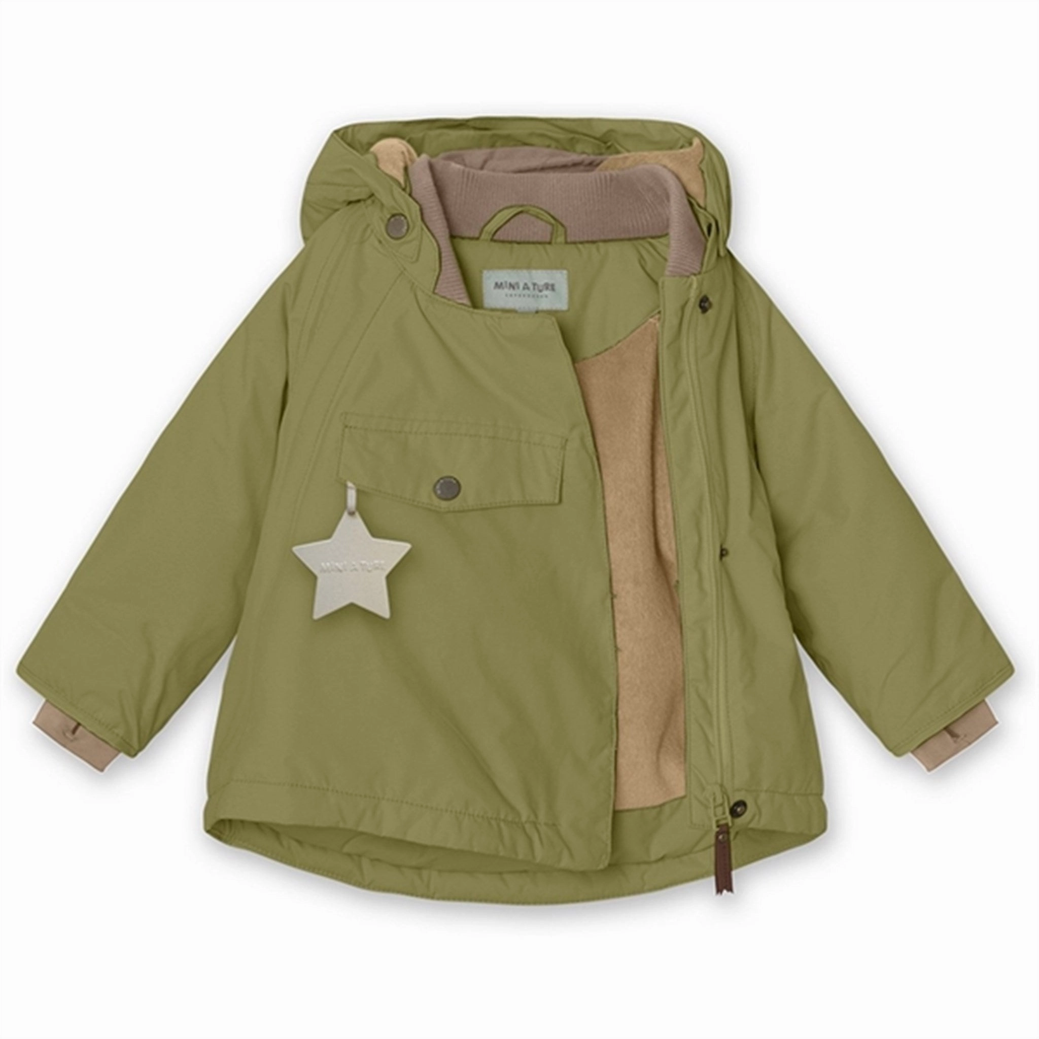 FlexFoldPackaging Wrinkle Resistant MINI A TURE Wang Fleece Winter Jacket Mosstone