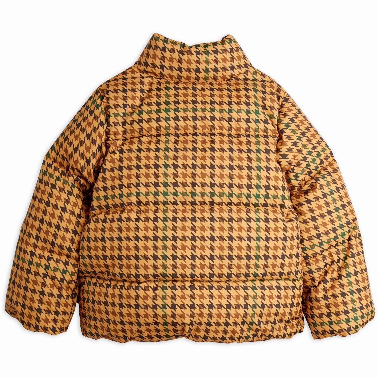 FullCoverageHood Mini Rodini Beige Houndstooth Aop City Puffer Jacket