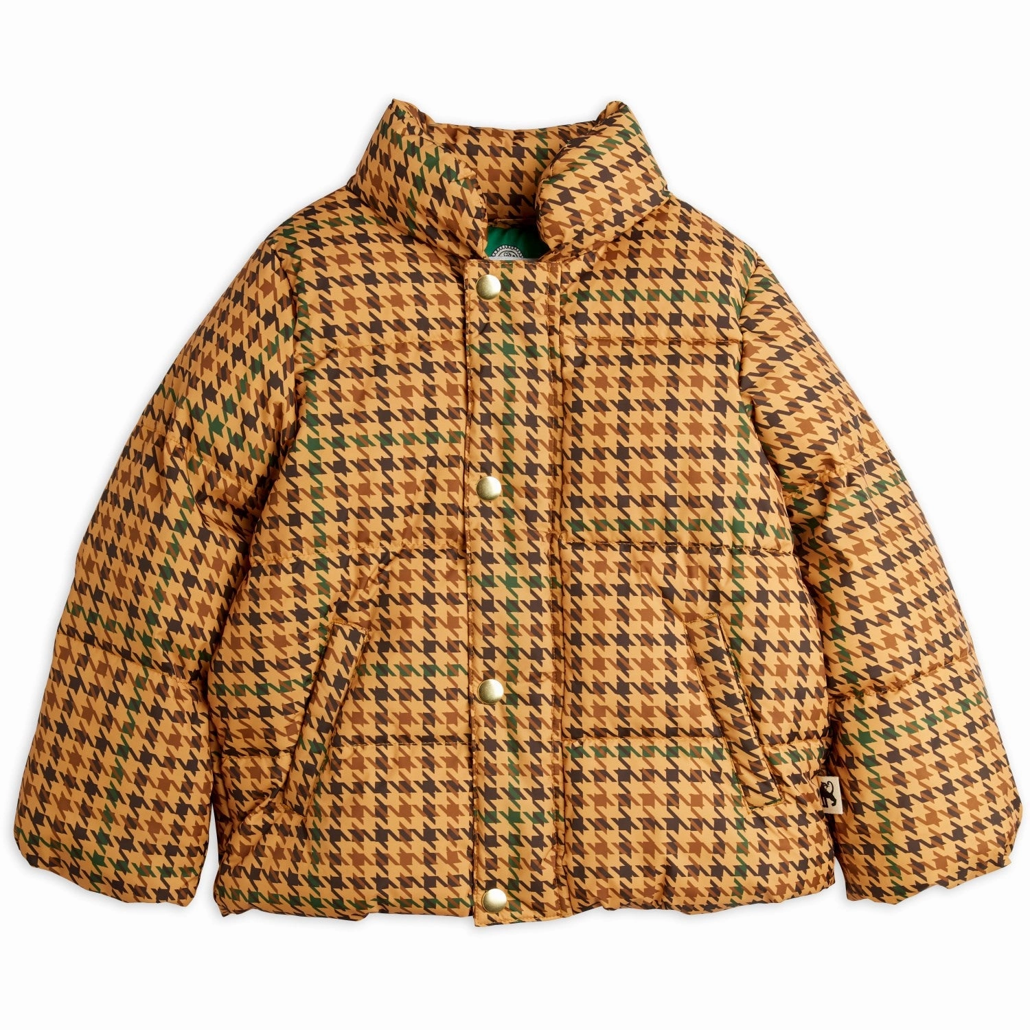 Crisp Walk Look Mini Rodini Beige Houndstooth Aop City Puffer Jacket