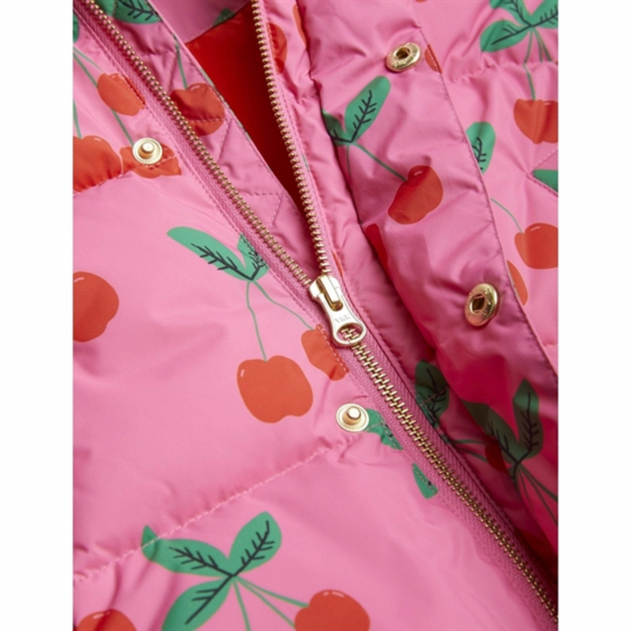 Logo Free Style Mini Rodini Cherries Aop Puffer Jacket Pink