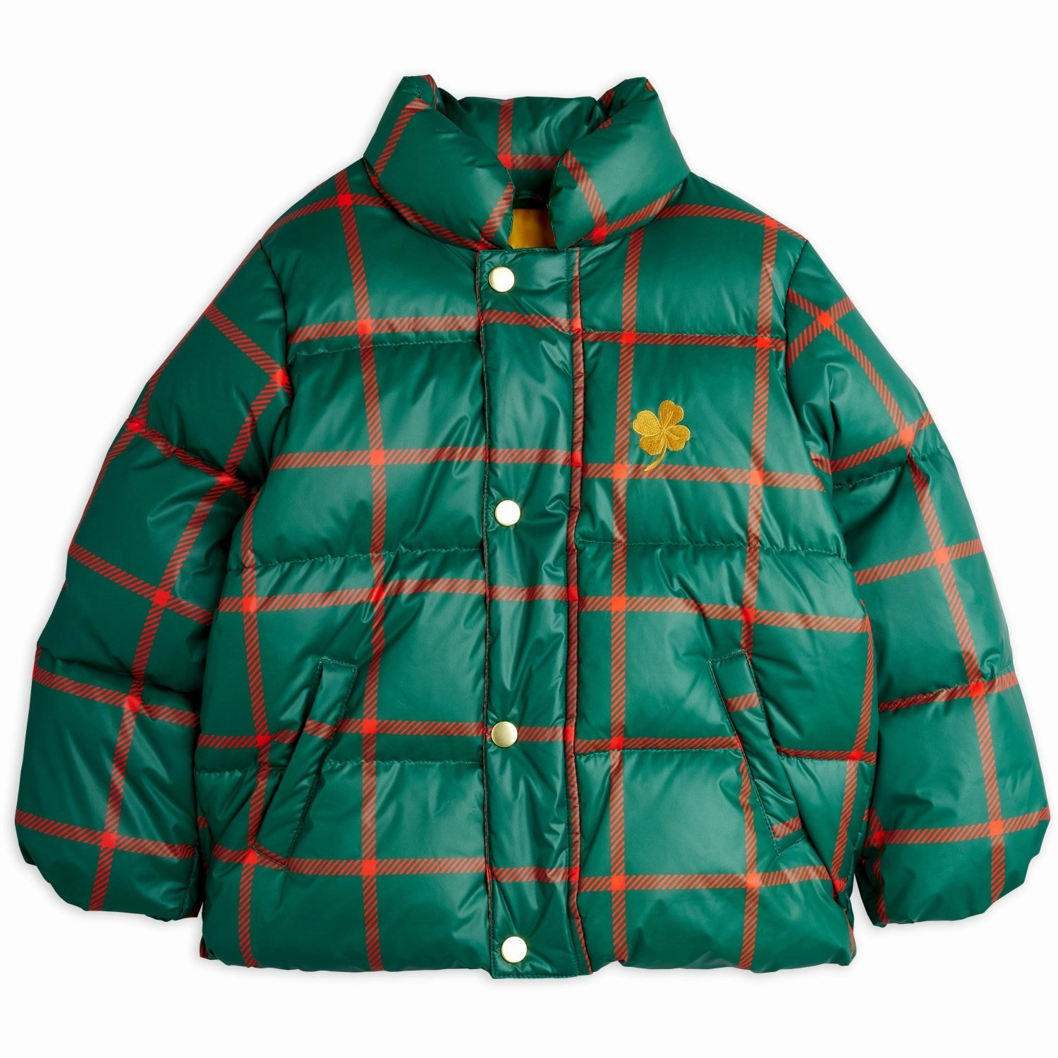 Mini Rodini Green Plaid AOP Citypuffer Lightweight Material