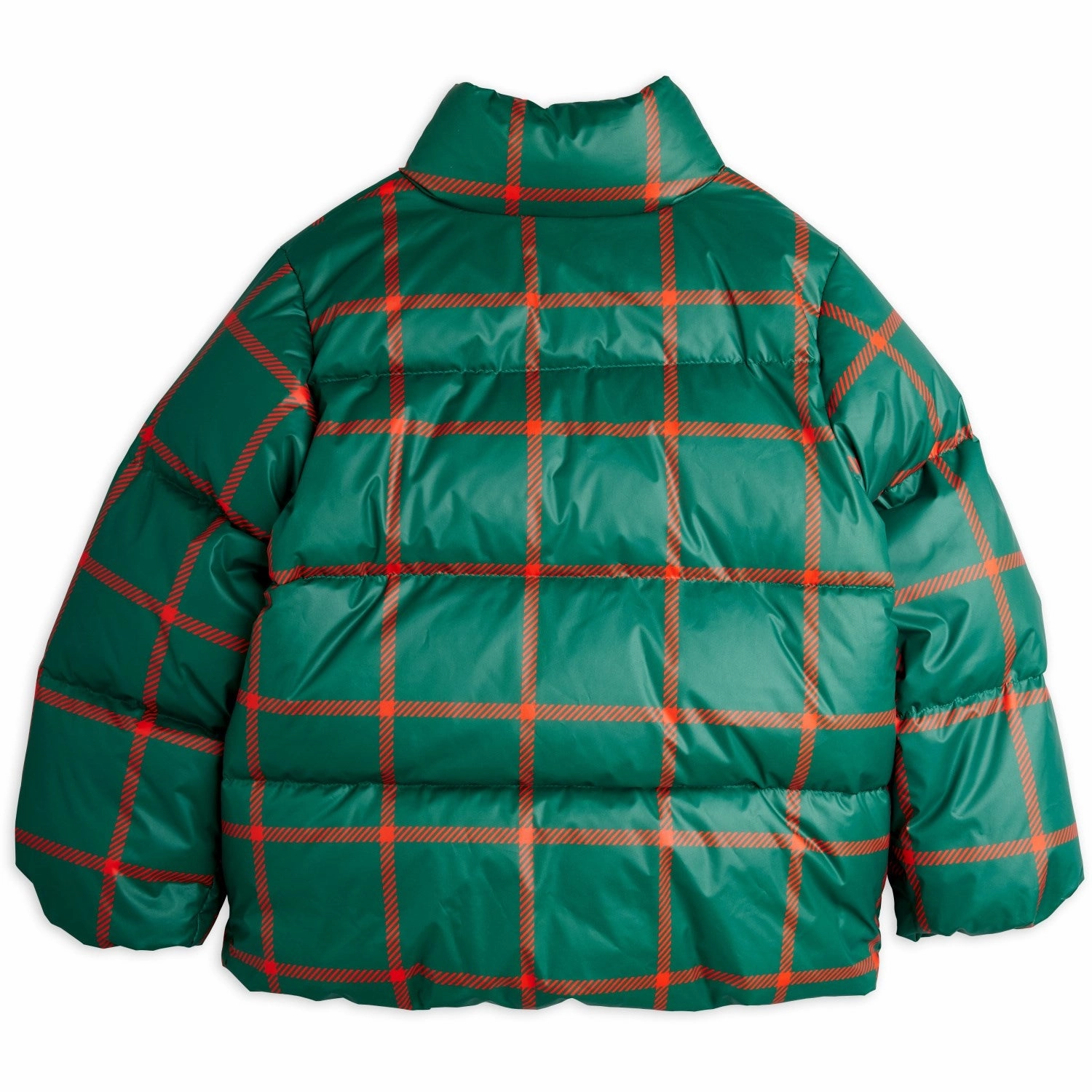 Layered Collar Design Transitional Daily Fit Mini Rodini Green Plaid AOP Citypuffer