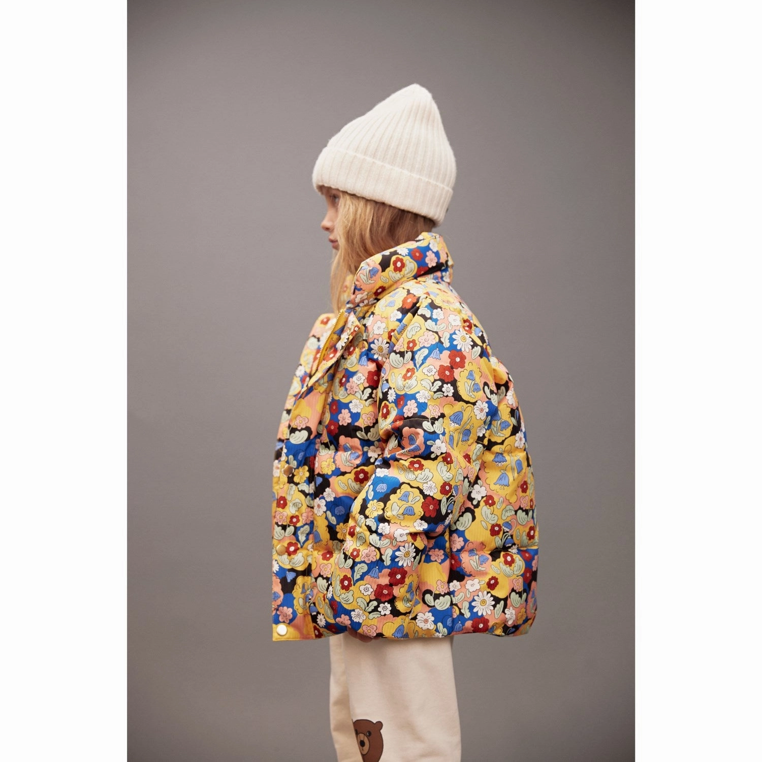 Mini Rodini Multi Flowers AOP Citypuffer Stand Collar