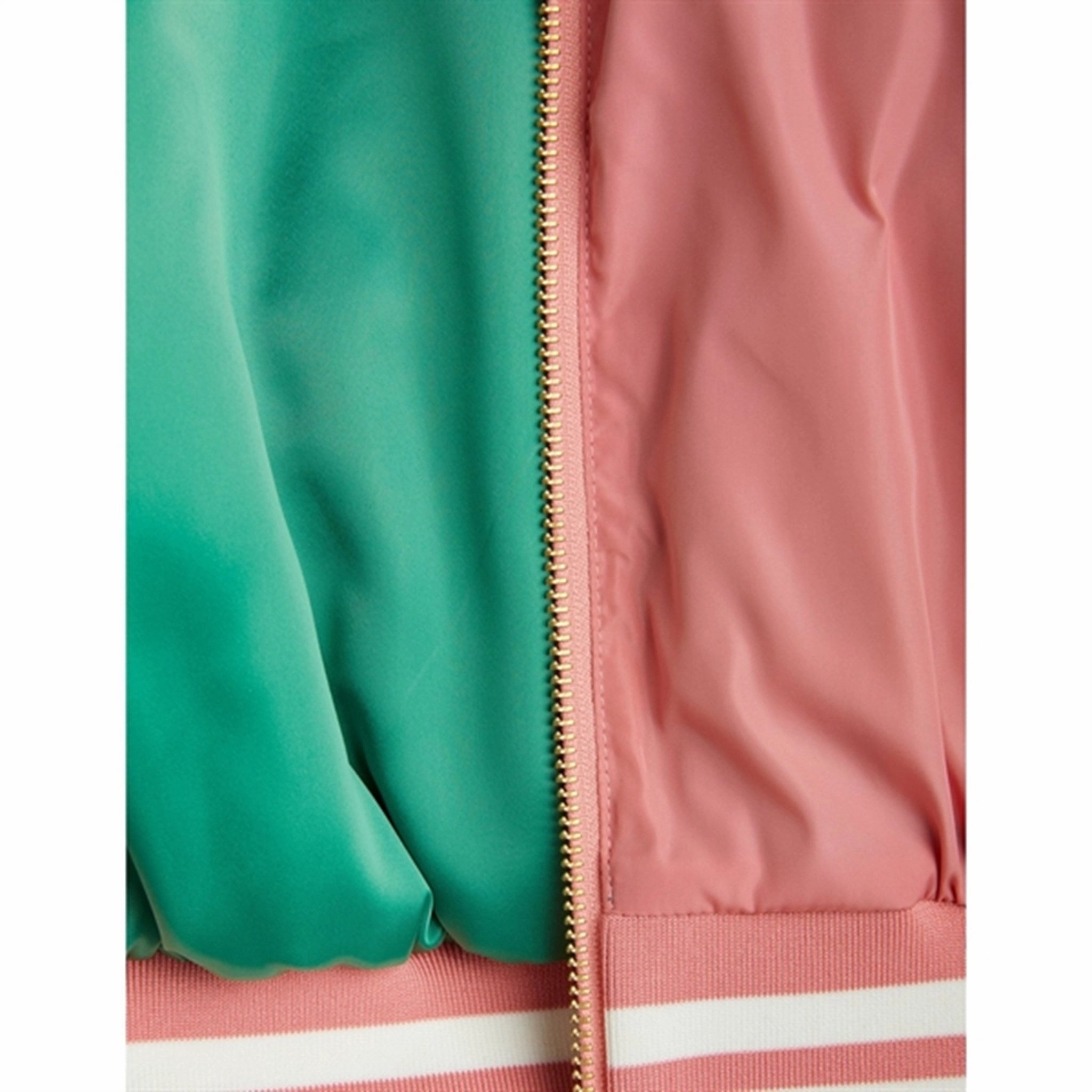 Mini Rodini Pigeons Woven Baseball Jacket Pink Abrasion Resistant Panels Expandable Side Gussets