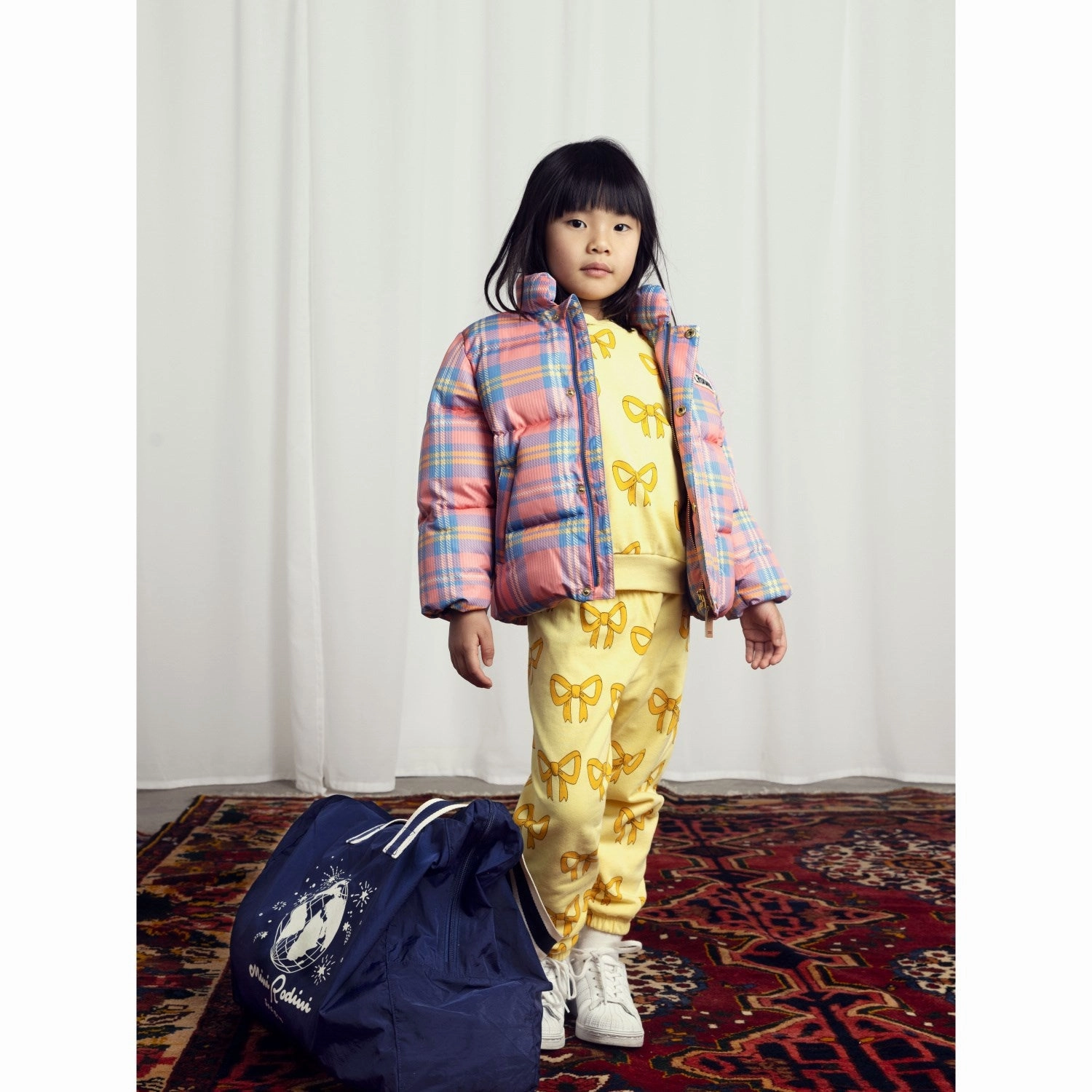 UltraQuietMaterial Autumn Wear Mini Rodini Pink Check Aop City Puffer Jacket