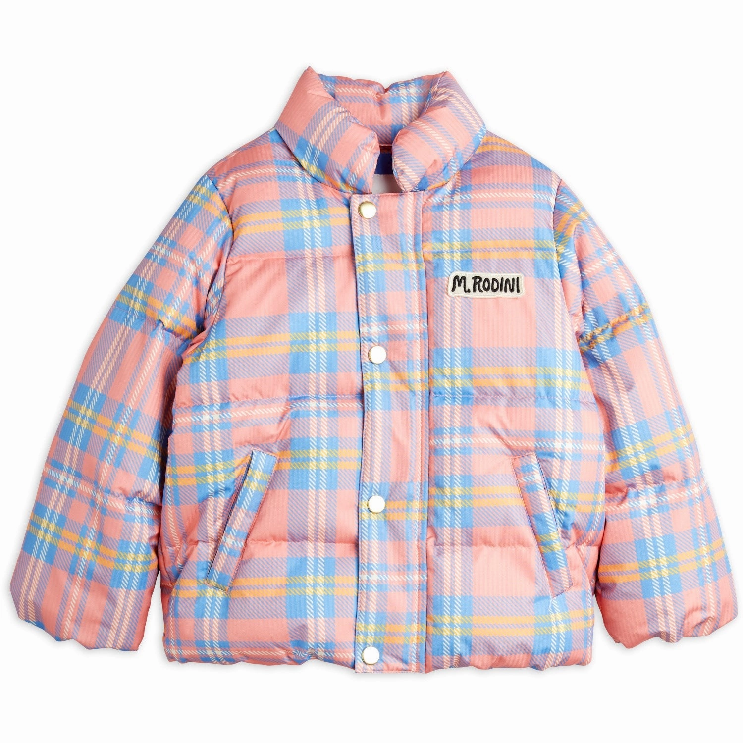 Breathable Technology NonChafing Seam Placement Mini Rodini Pink Check Aop City Puffer Jacket