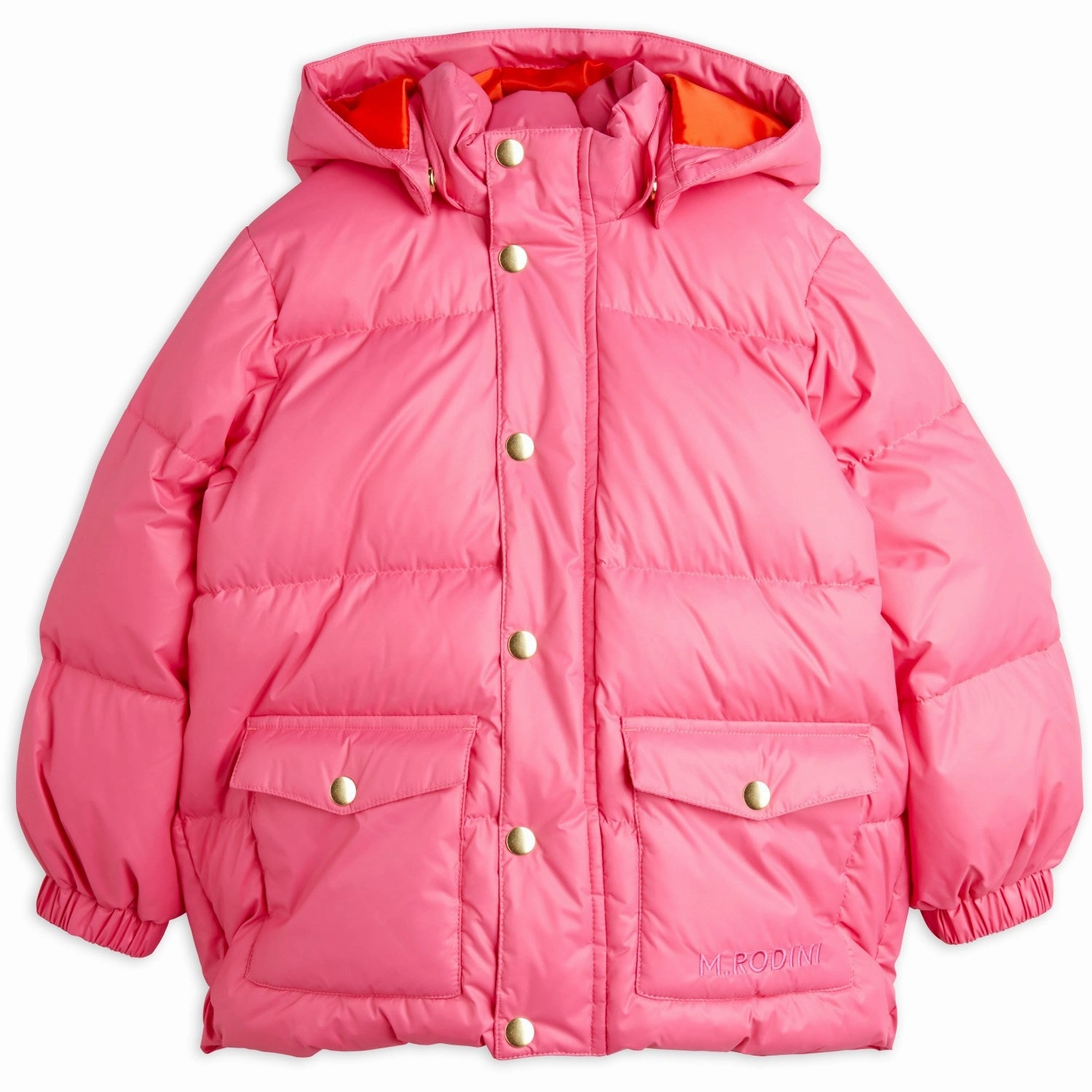Mini Rodini Pink Heavy Hooded Puffer Jacket Plaid Print