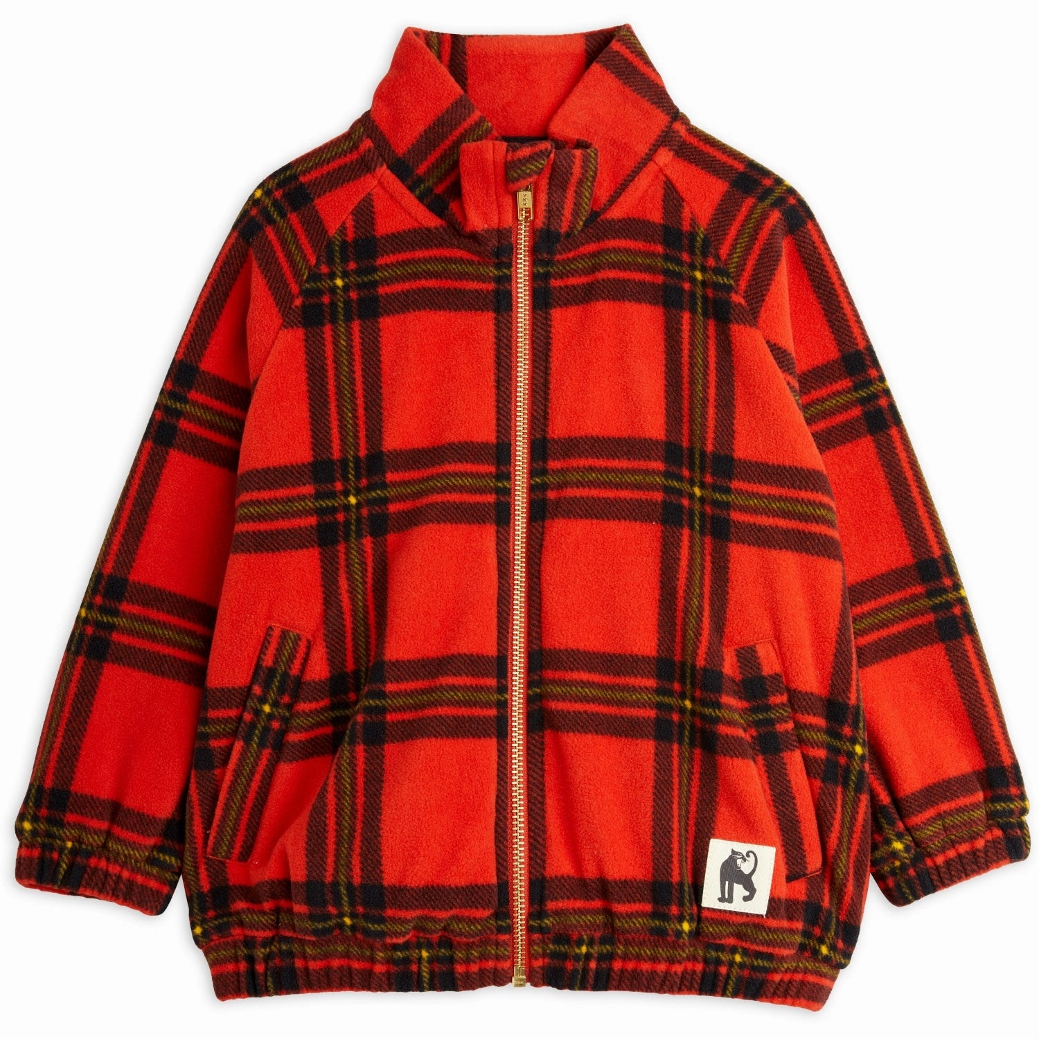 Flexible Mobility Notch Lapel Mini Rodini Red Check Aop Fleece Jacket
