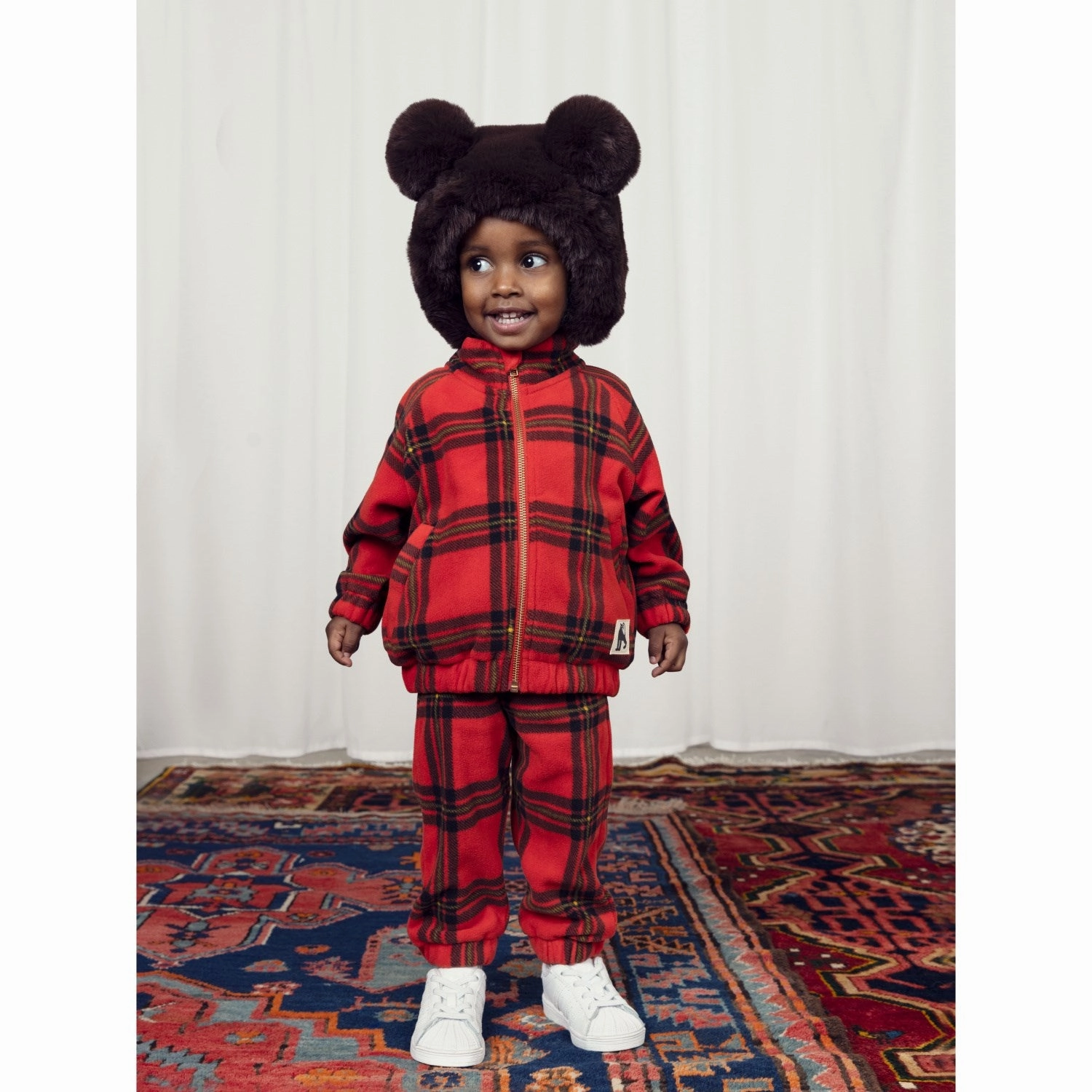 Ripstop Reinforcement Tear Resistant Knit Mini Rodini Red Check Aop Fleece Jacket