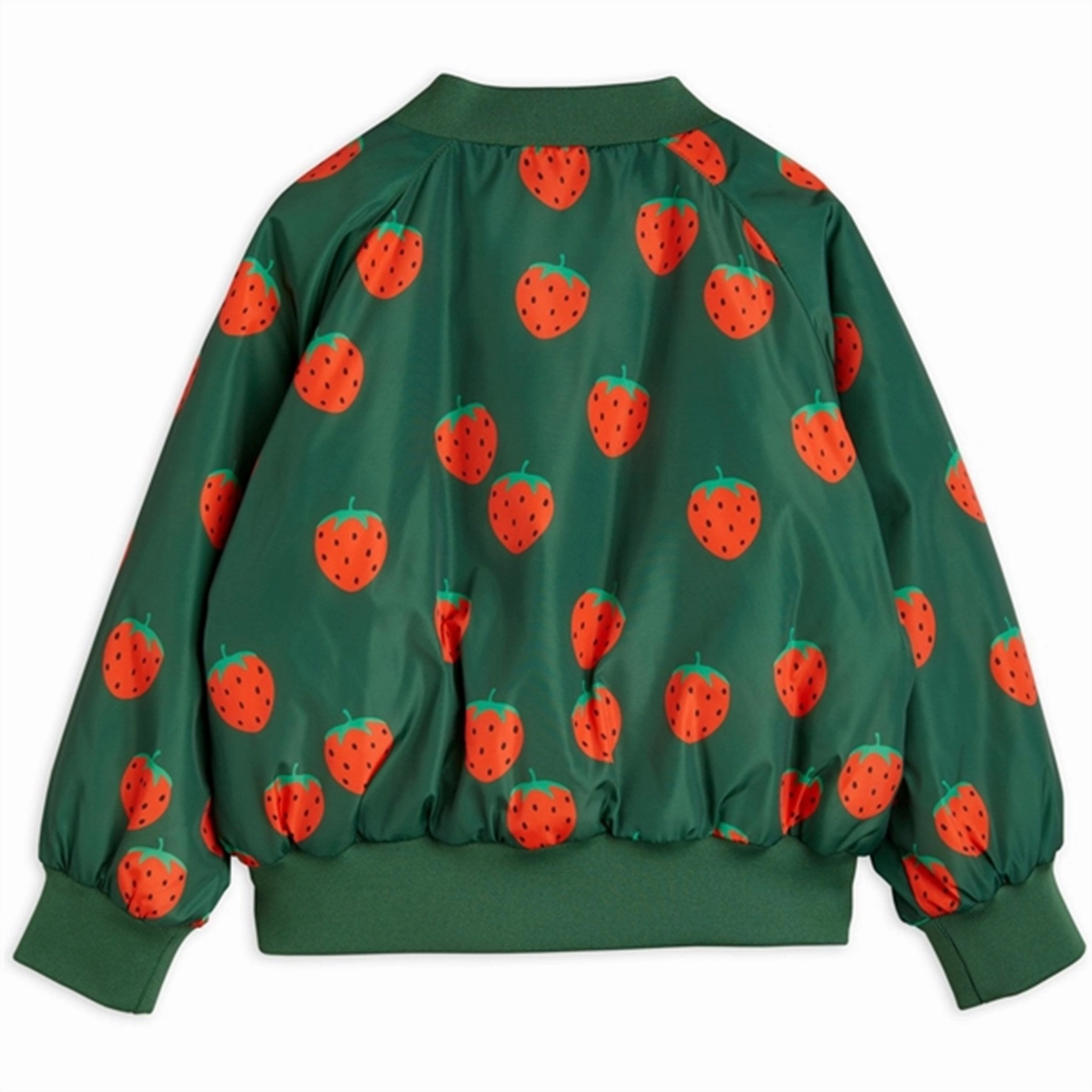 Mini Rodini Strawberries Aop Woven Baseball Jacket Green Plaid Design