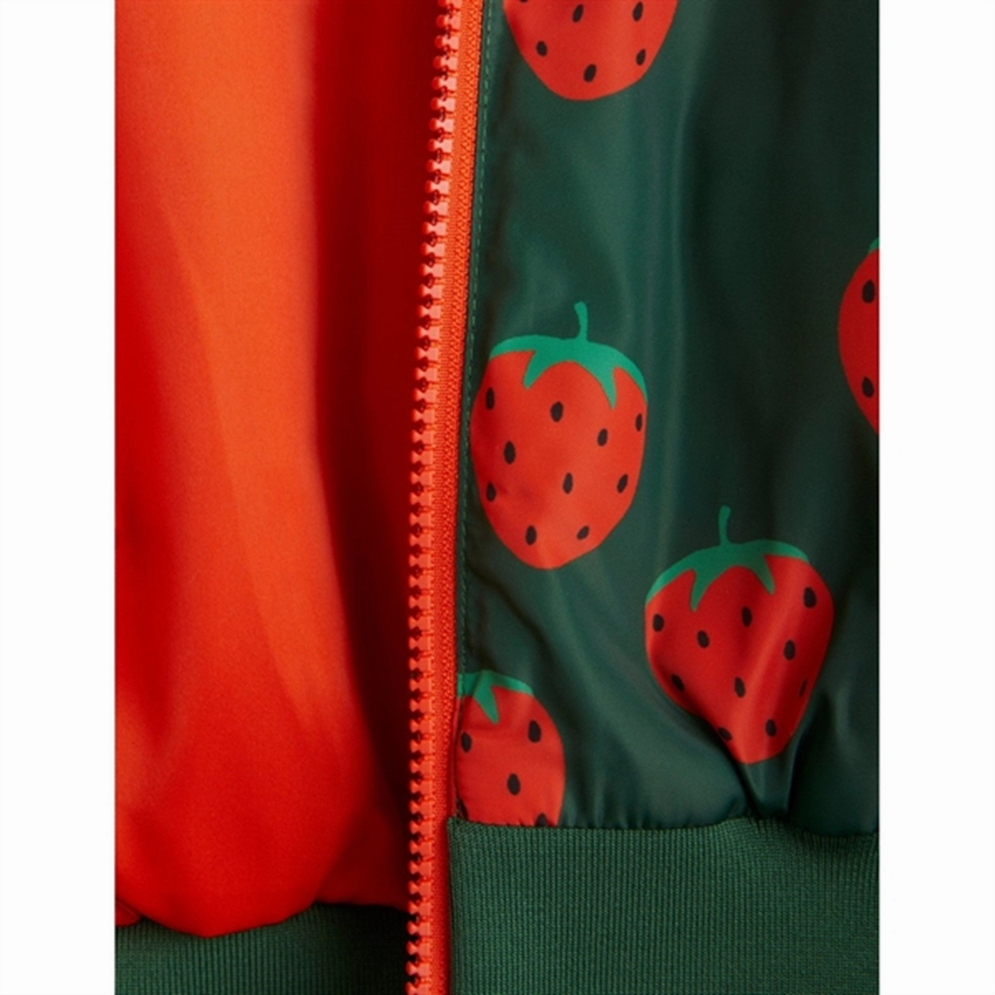 Wrinkle resistant fabric Outdoor Ready Mini Rodini Strawberries Aop Woven Baseball Jacket Green