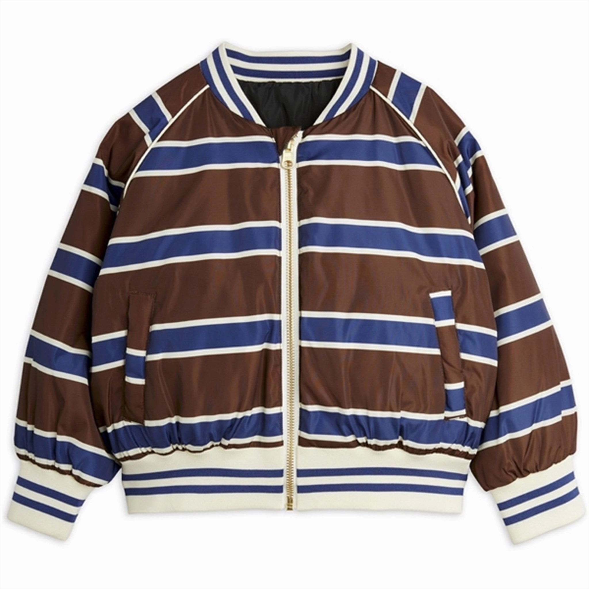 Cozy Layering Double Buttons Mini Rodini Stripe Reversible Baseball Jacket Multi