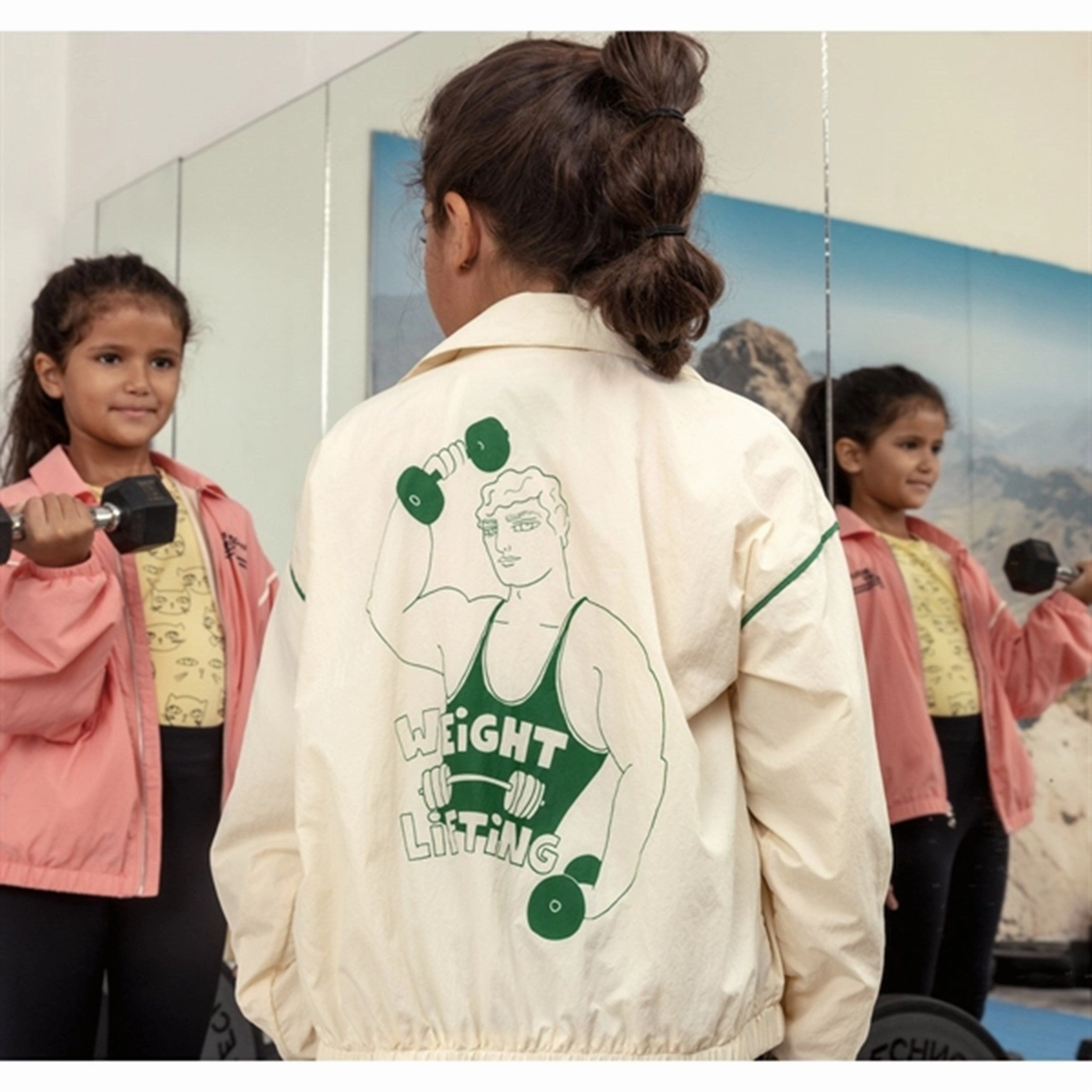 Mini Rodini Weight Lifting Sp Jacket Pink ReinforcedSeams Multi Pocket Layout