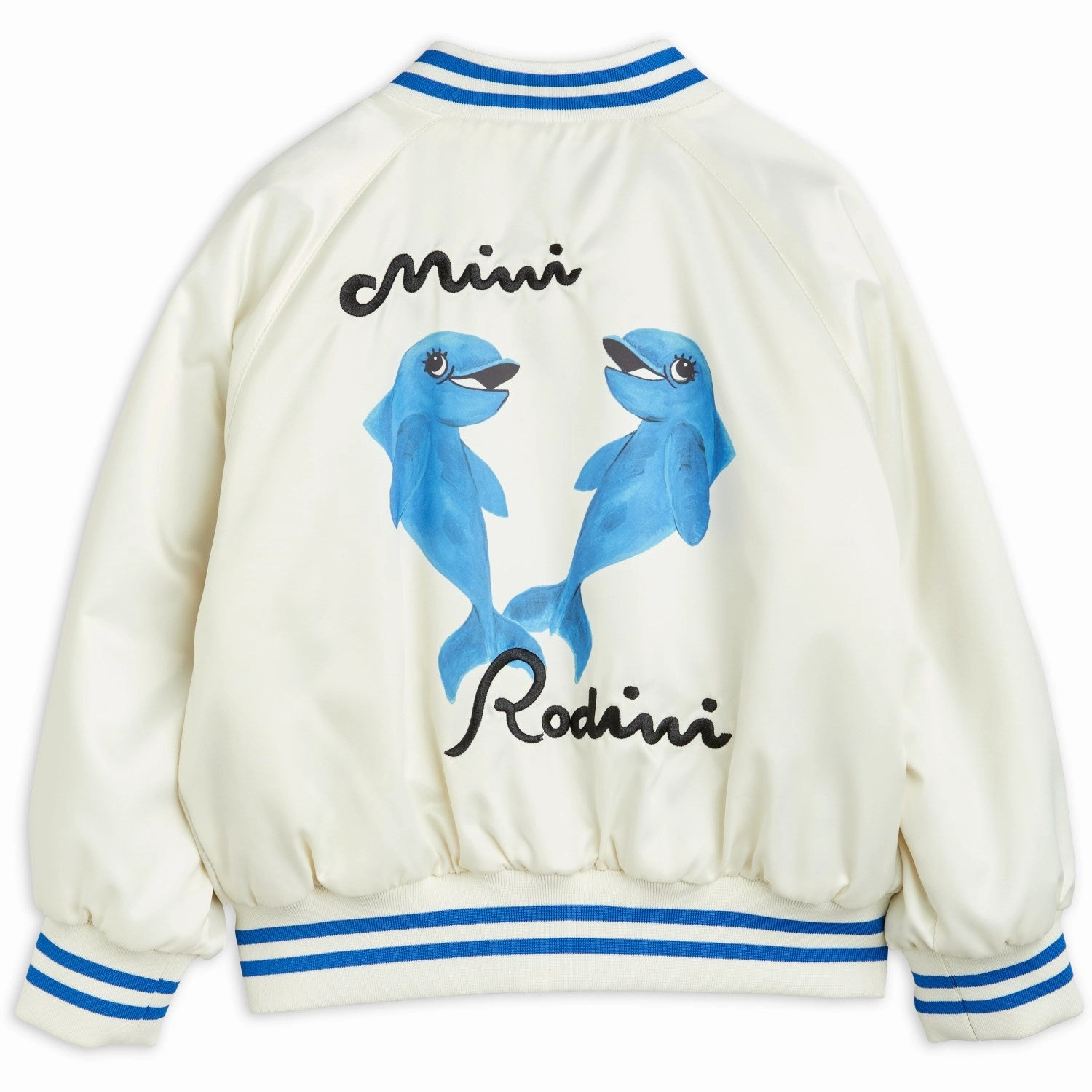 WeatherproofCoating Utility Inspired Look Mini Rodini White Dolphins Lightweight Baseball Jacket