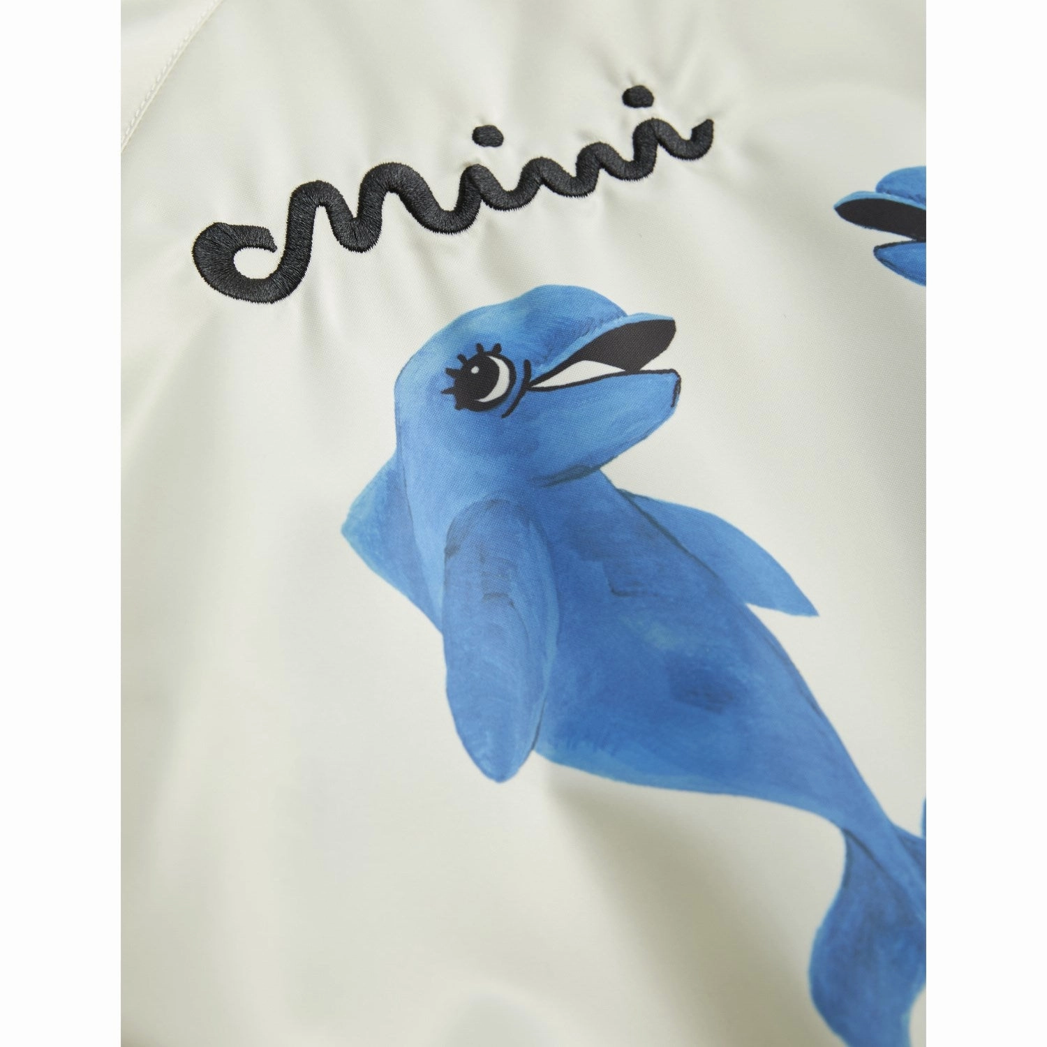 Mini Rodini White Dolphins Lightweight Baseball Jacket Quick Access Pockets