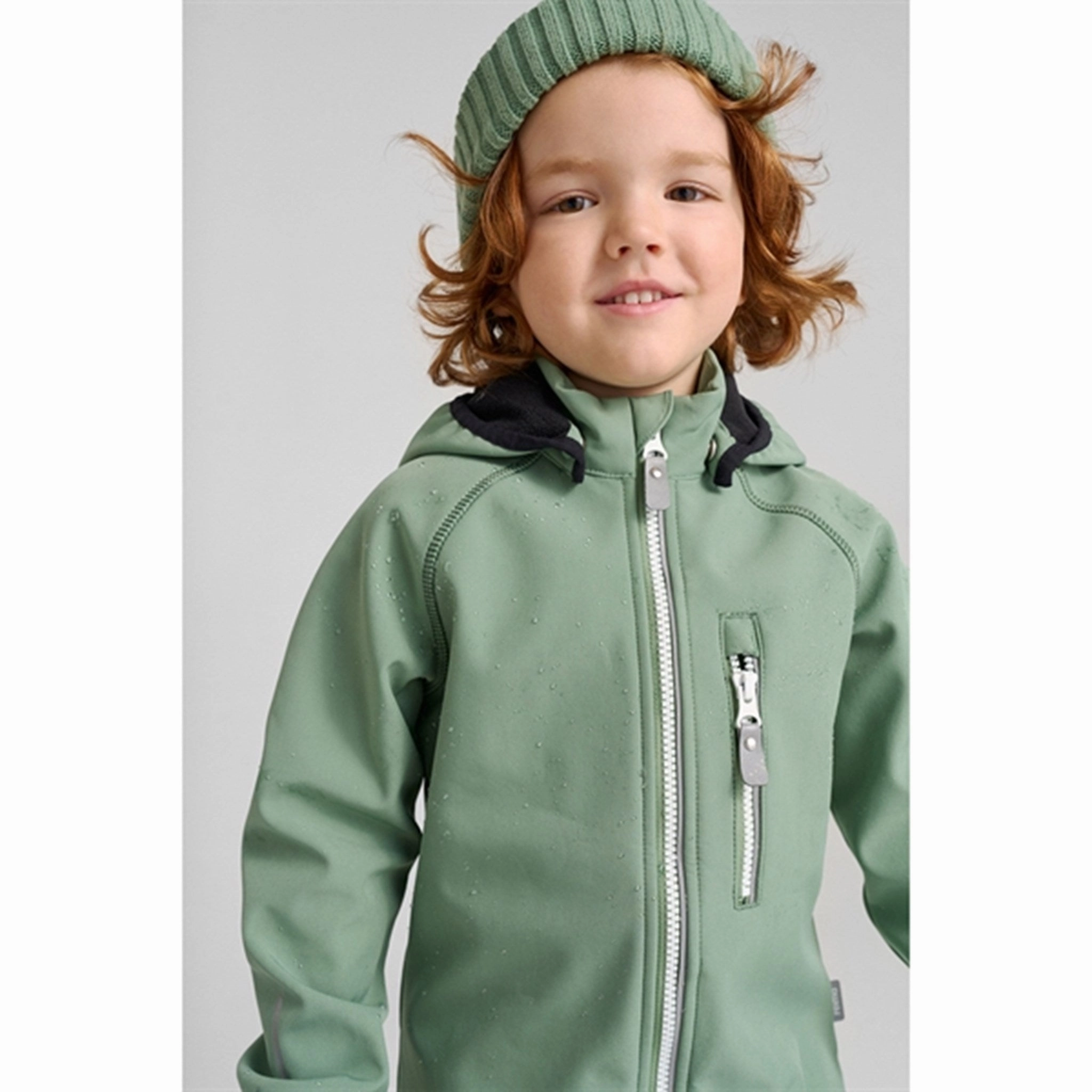 Reima Softshell Jacket Vantti Green Clay Contoured Silhouette AntiStaticLayer