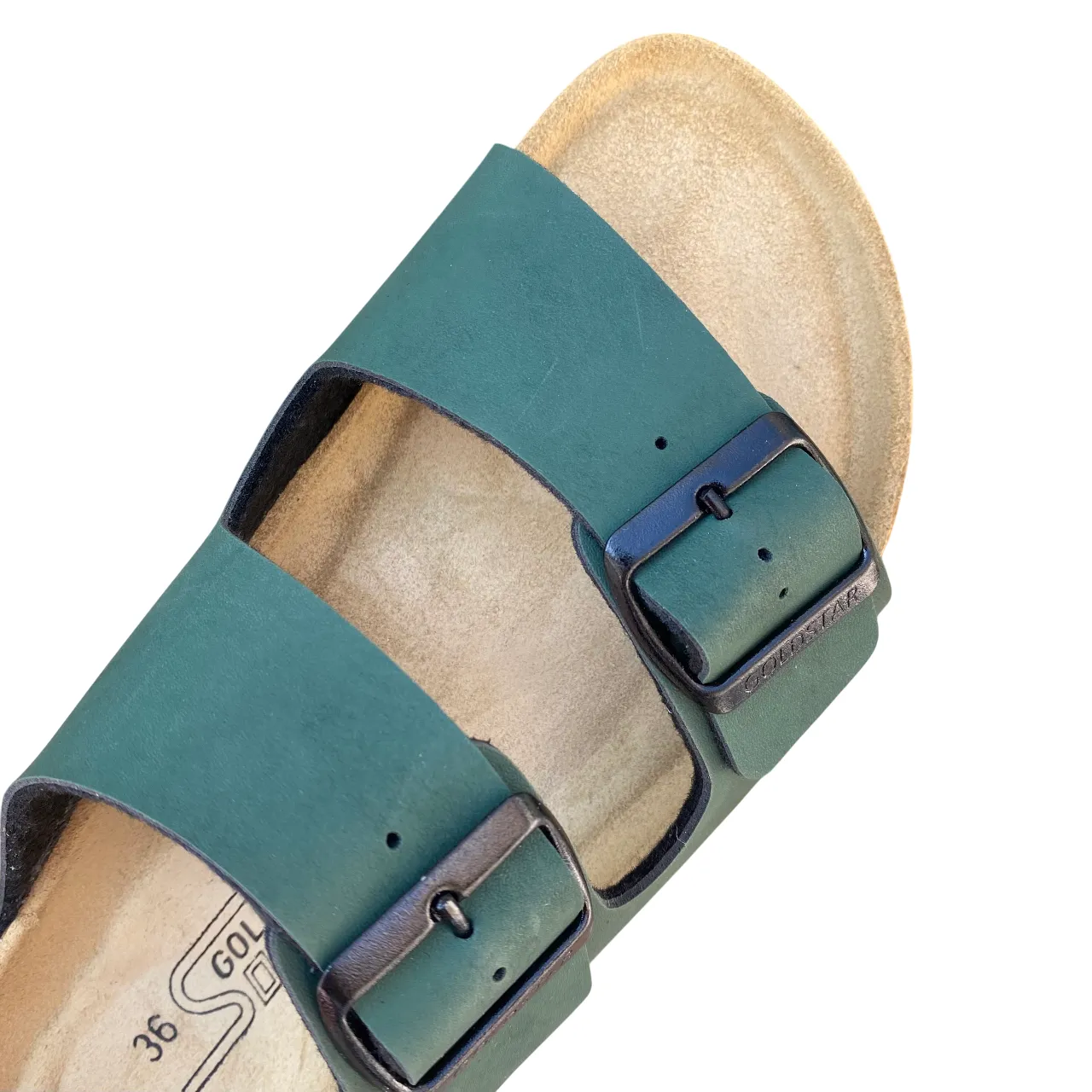 Playful Step Daily Casual Godlstar ciabatta da donna con plaltare anatomico e 2 fasce con fibbie GS823 verde