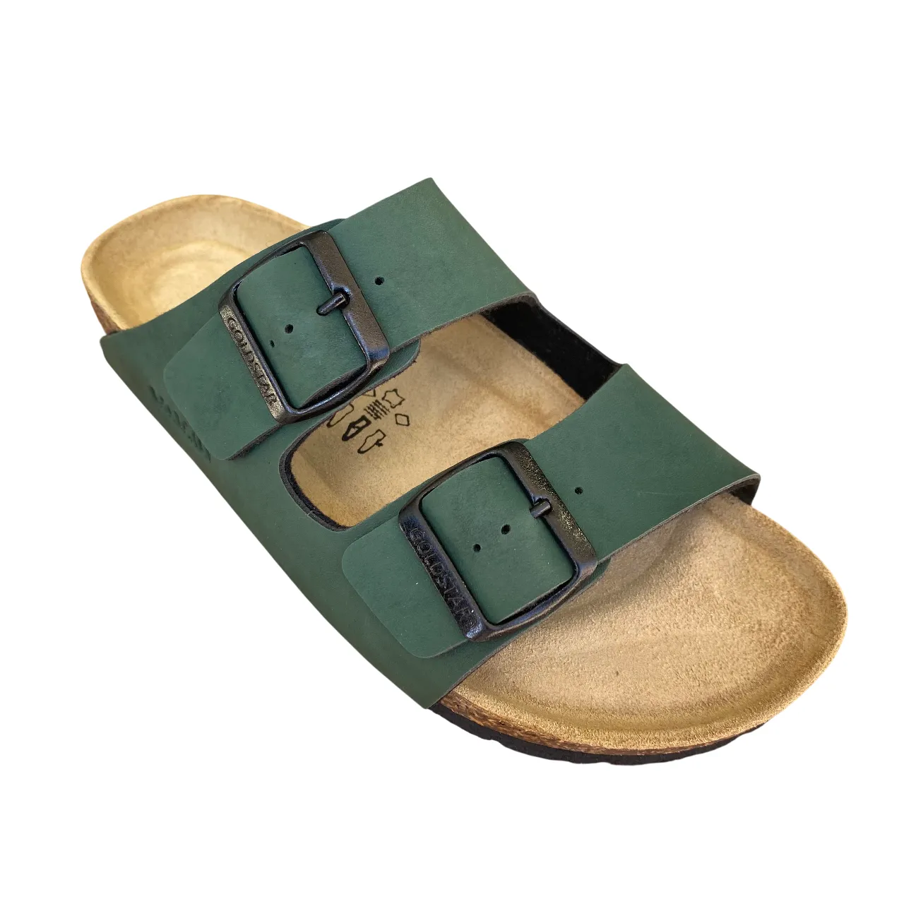 Godlstar ciabatta da donna con plaltare anatomico e 2 fasce con fibbie GS823 verde Relaxing