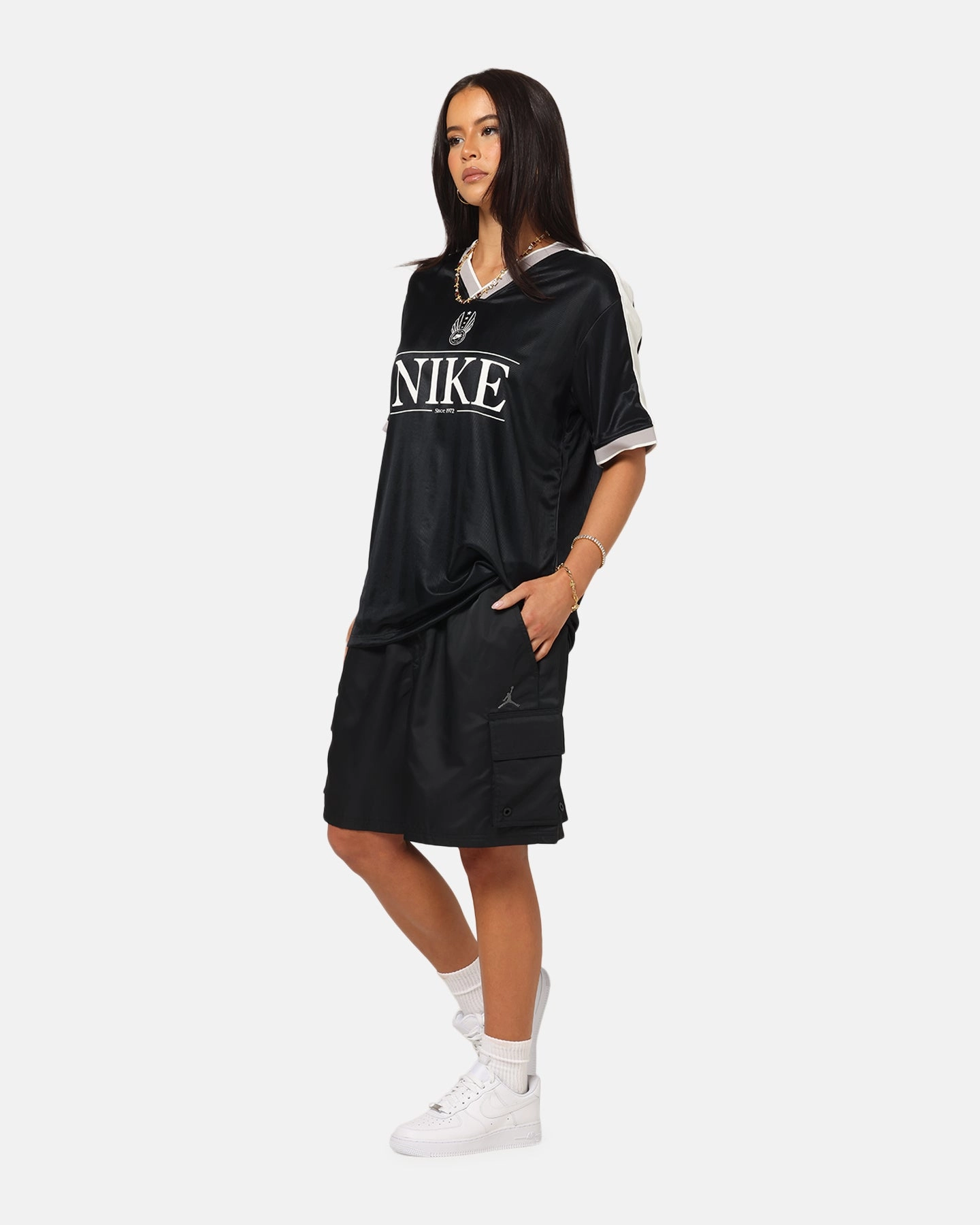 Stain Resistant Rayon drape Jordan Brooklyn Cargo Shorts Black/Iron Grey